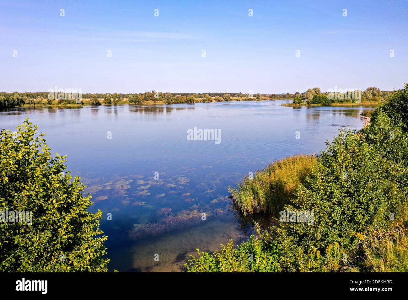 Lago Berezovka nella regione di Kaliningrad a mezzogiorno, vista dall'alto Foto Stock