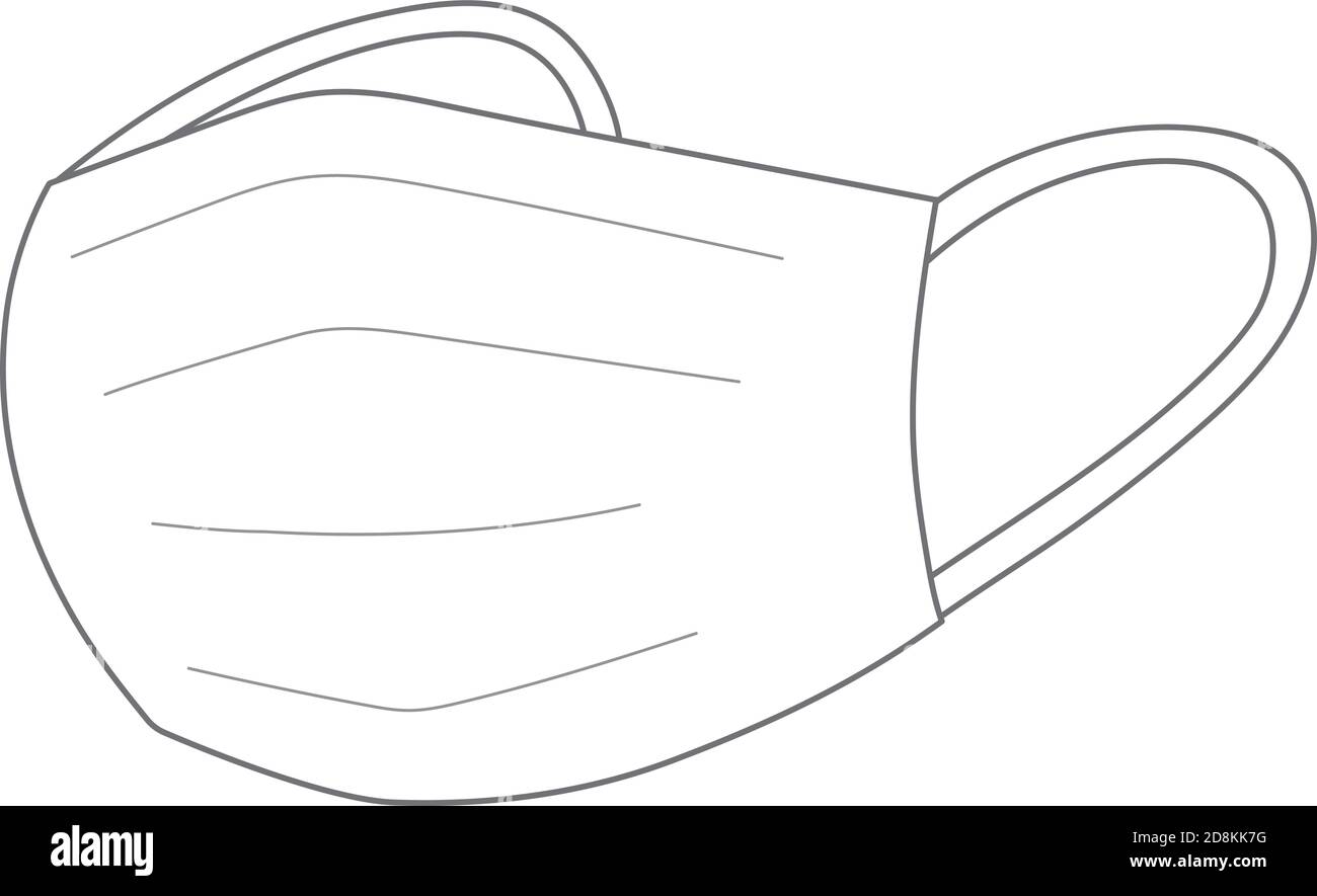 Mascherina protettiva bianca o maschera medica. Illustrazione vettoriale isolata su sfondo bianco. Illustrazione Vettoriale