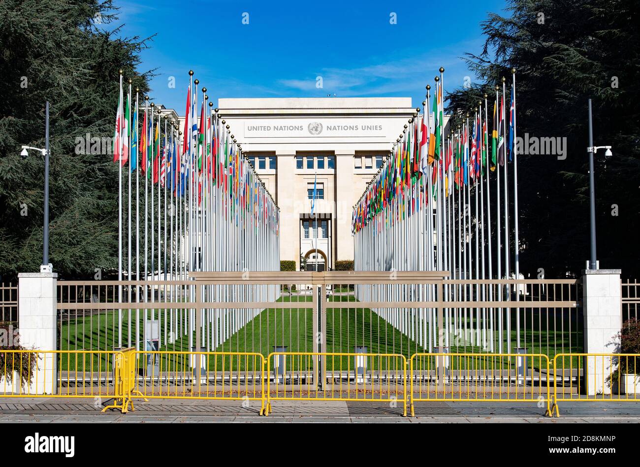 L'edificio 'Palais des Nations' che ospita le Nazioni Unite Uffici a Ginevra il 30 ottobre 2020 Foto Stock