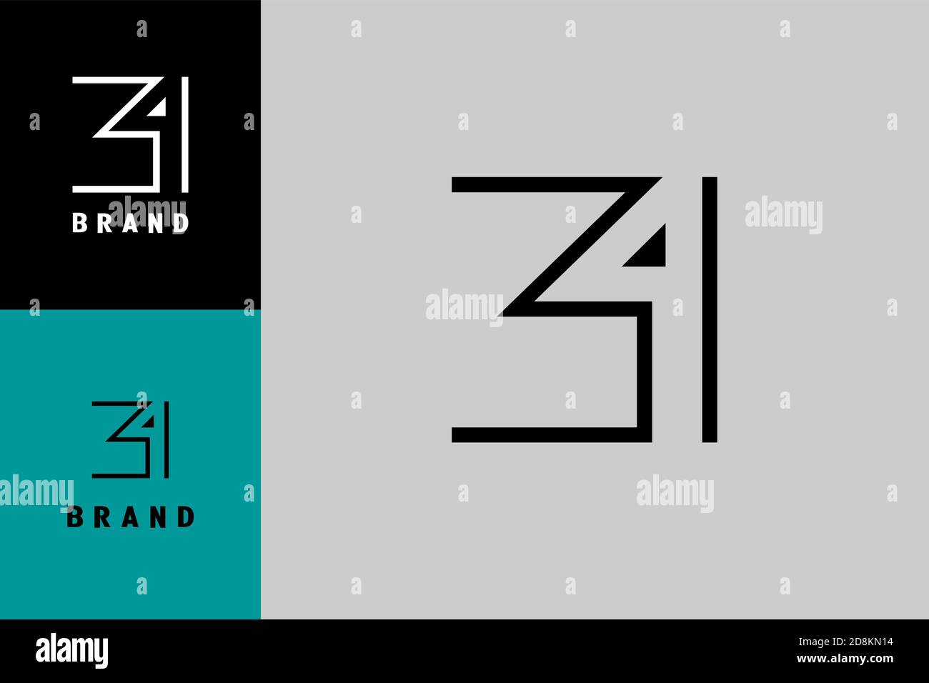 Modello di logo numero 34, concetto di design creativo stile linea. Illustrazione Vettoriale