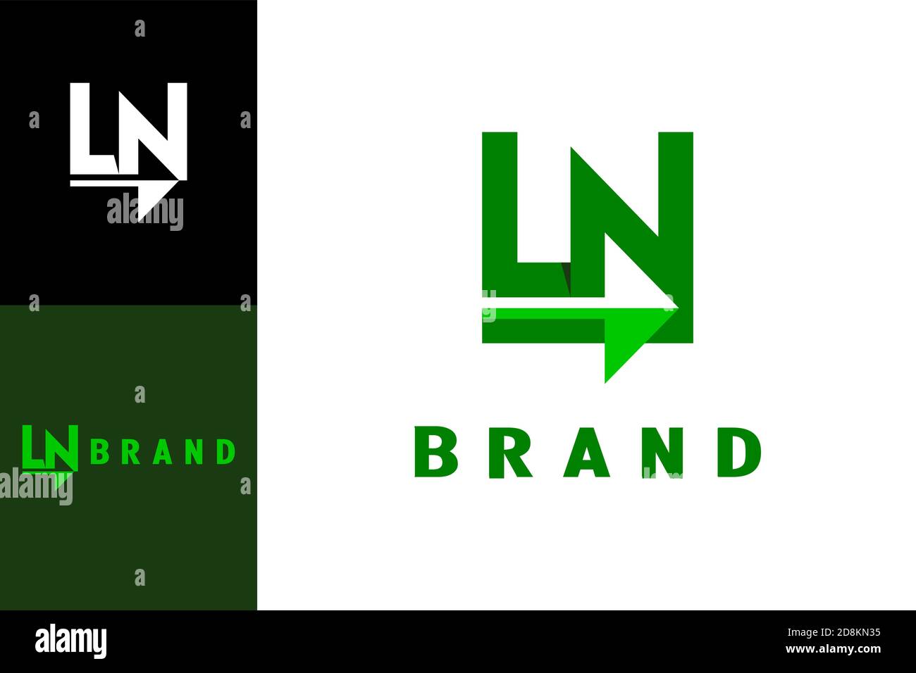 Logo Letter LN con design a freccia, design moderno e creativo. Illustrazione Vettoriale