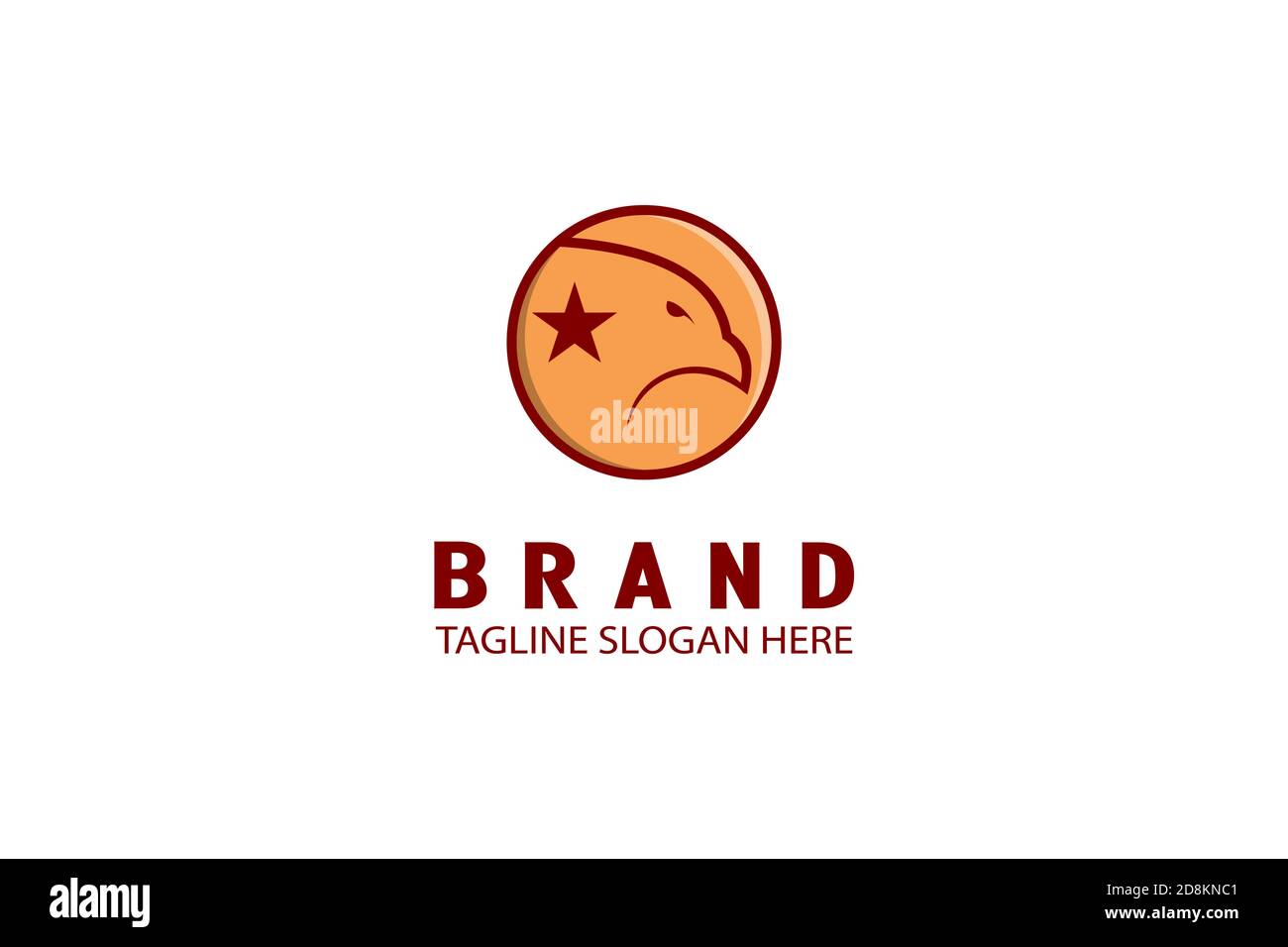 Logo della testa dell'aquila circolare con design a stella, semplice e moderno e minimalista. Illustrazione Vettoriale