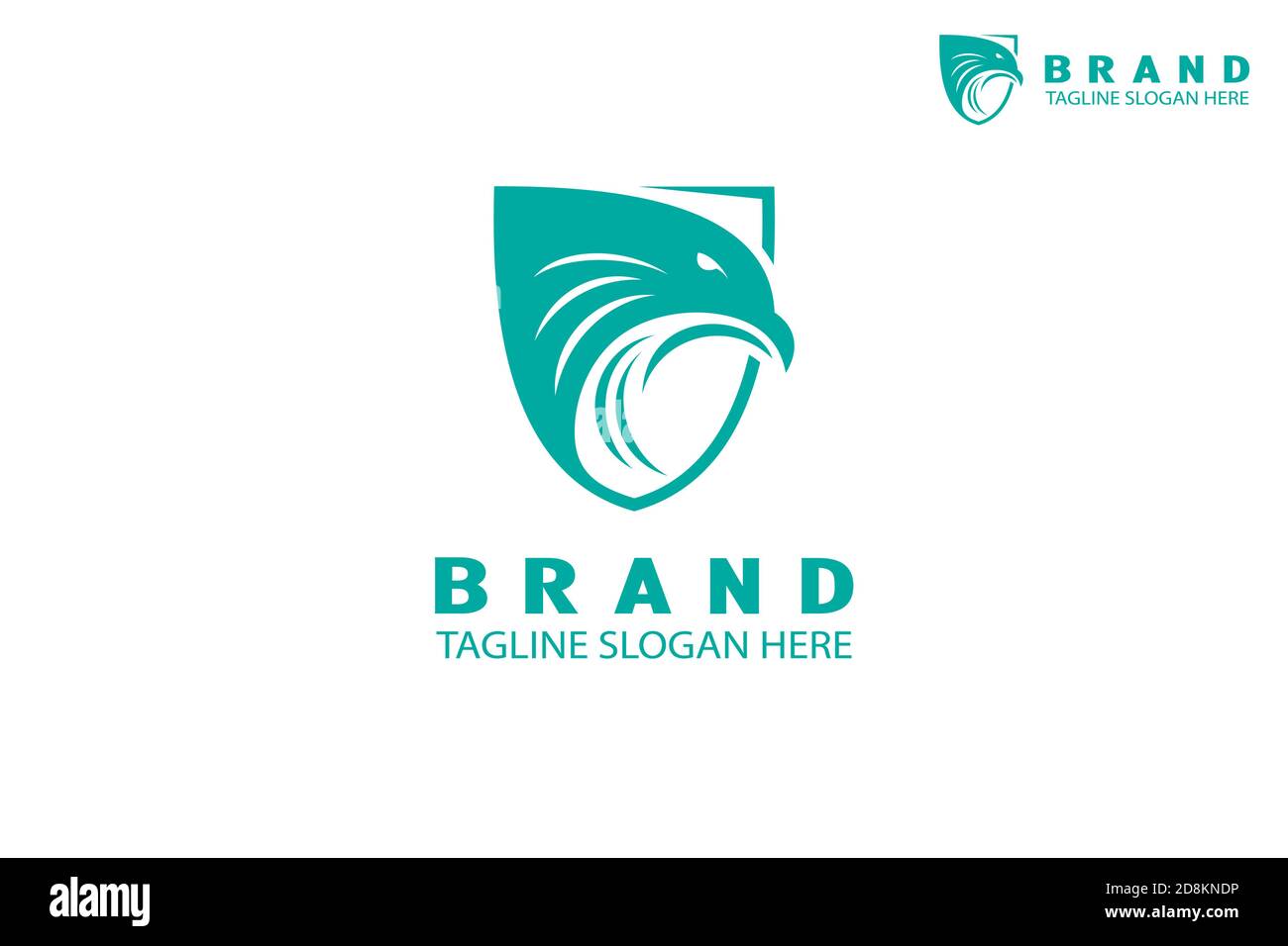 Design con logo EAGLE a forma di scudo. Design moderno e creativo con logo. Illustrazione Vettoriale