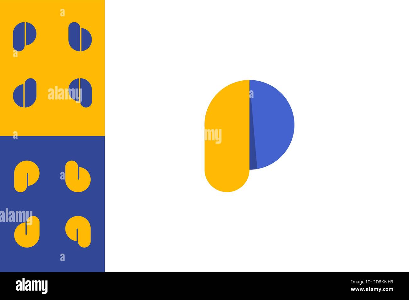 Set di template con logo grafico Letter p b d q, design minimalista e creativo. Illustrazione Vettoriale