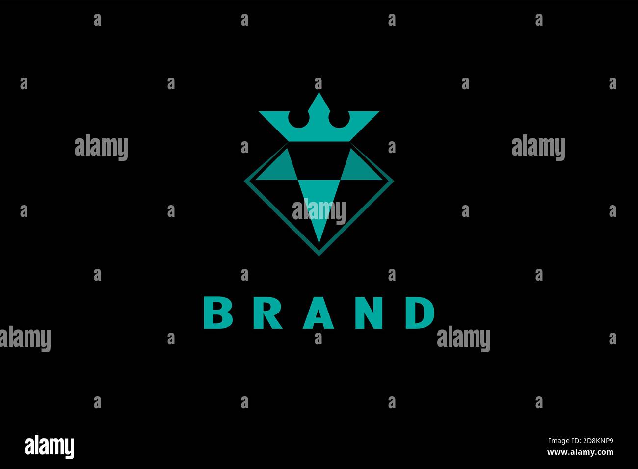Logo Green Gemstone, logo diamante moderno e stilizzato con corona, design elegante e lussuoso. Illustrazione Vettoriale
