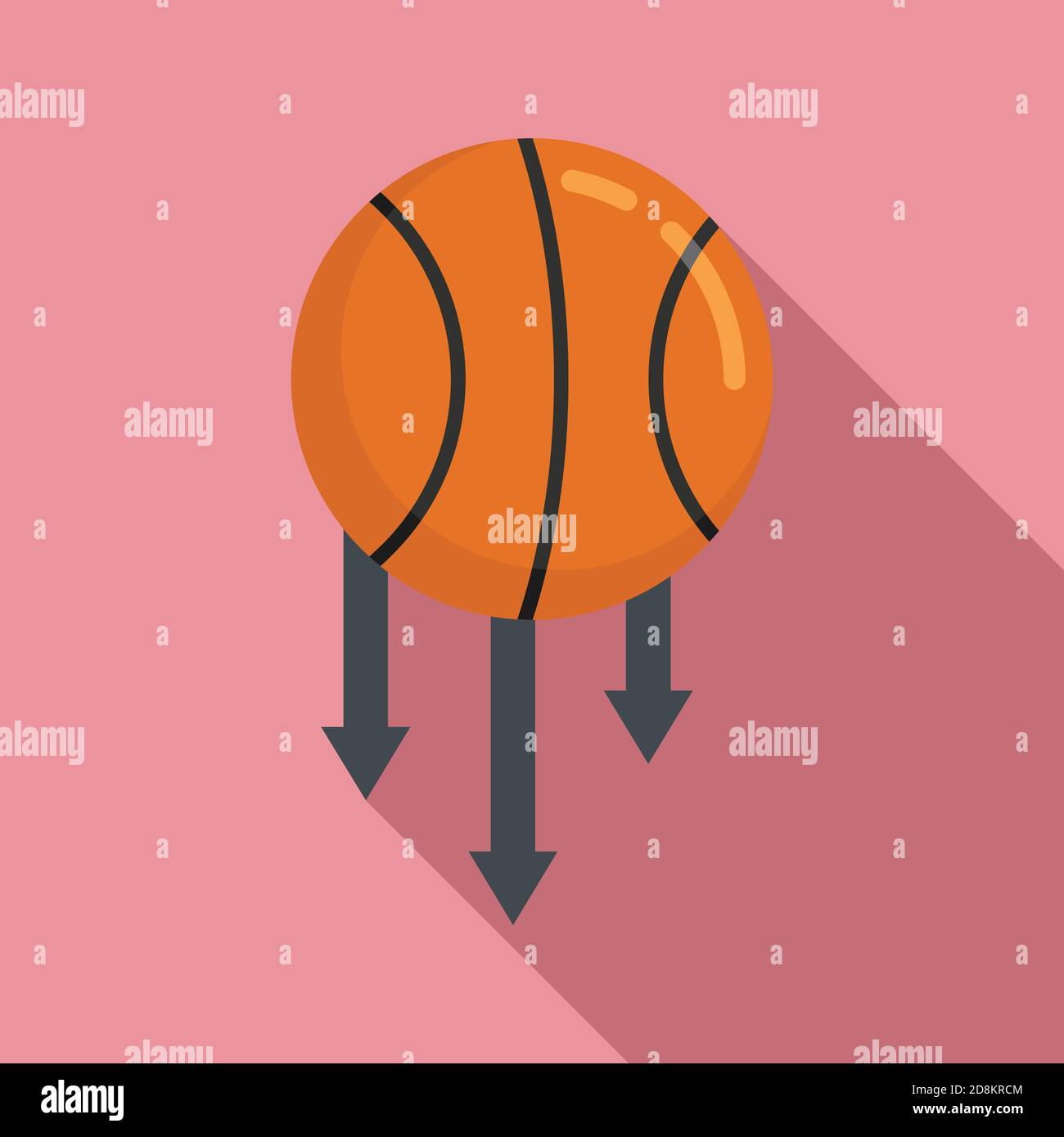 Icona della gravità della palla da basket, stile piatto Illustrazione Vettoriale