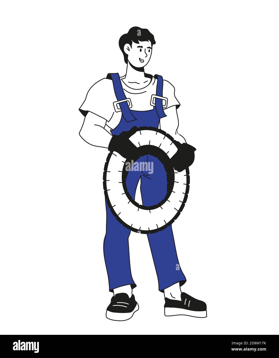 Illustrazione del vettore del pneumatico della ruota portante del carattere meccanico dell'automobile isolata. Illustrazione Vettoriale