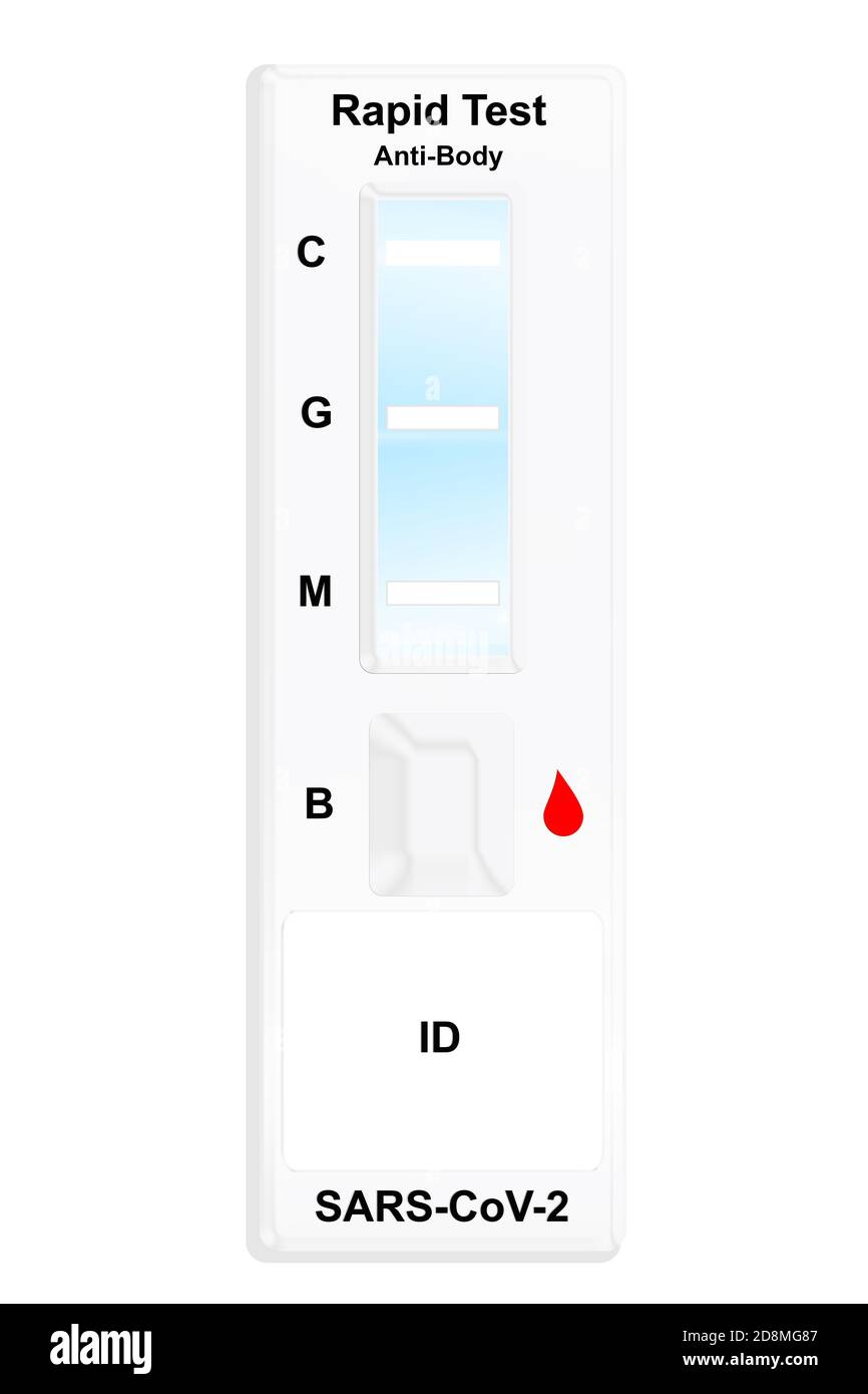 Test rapido Antbody Covid 19 isolato su bianco Foto Stock