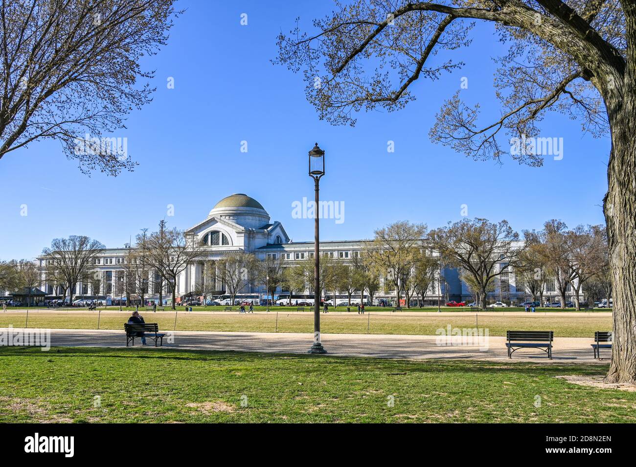 Il National Mall e lo Smithsonian, il Museo Nazionale di Storia Naturale di Washington DC durante il mese di marzo 2019 Foto Stock