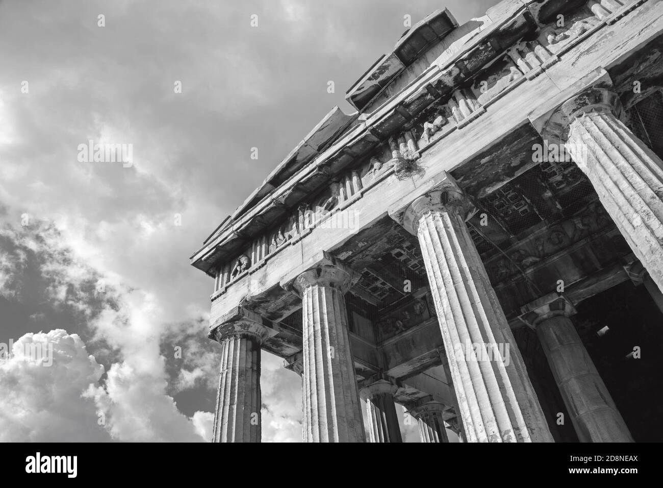Atene - il dettaglio del Tempio di Efesto. Foto Stock