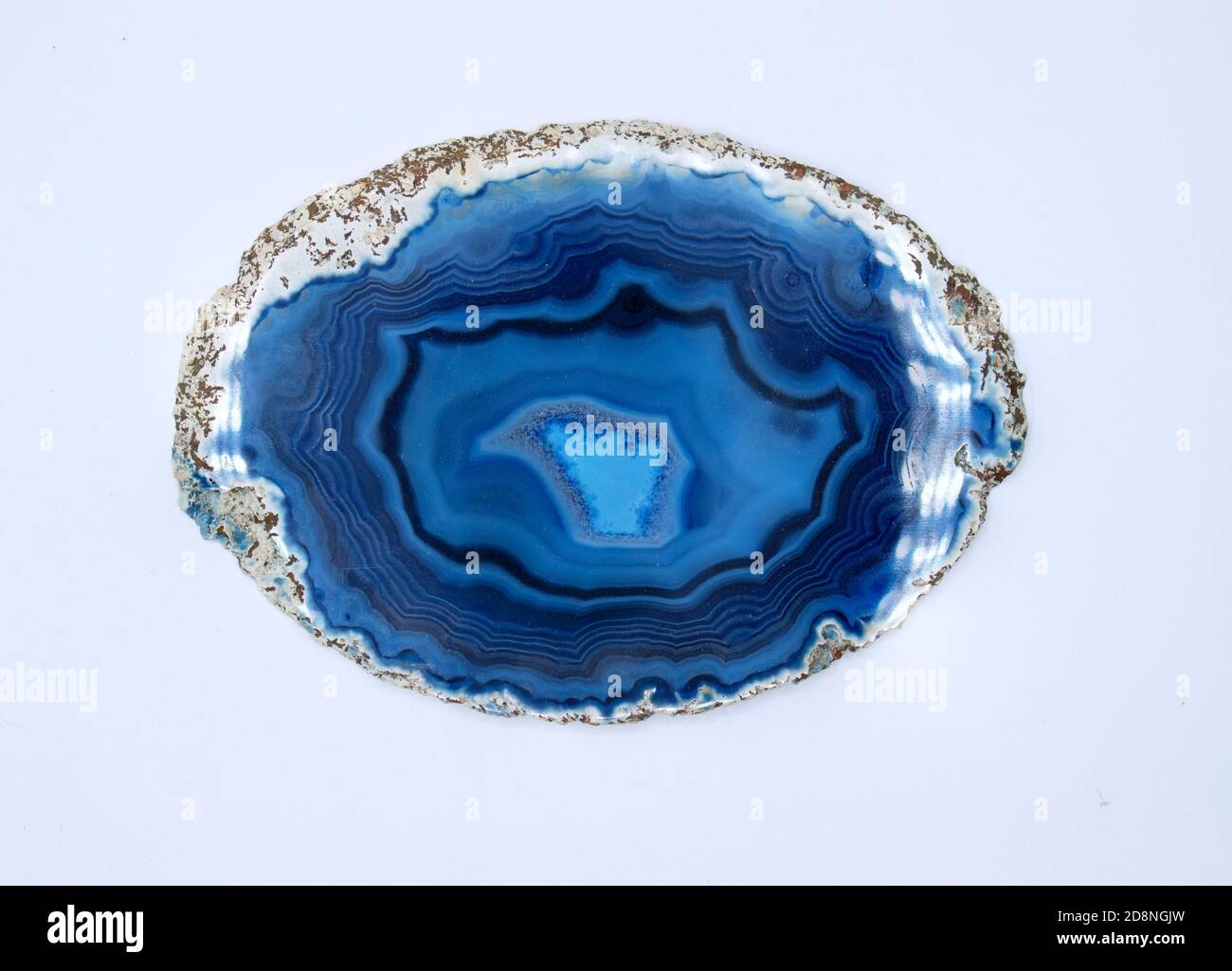 Primo piano su Agate Slice blu Foto Stock