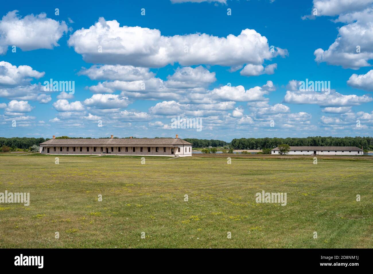 Army Barracks al Fort Abraham Lincoln state Park, a nord Dakota Foto Stock