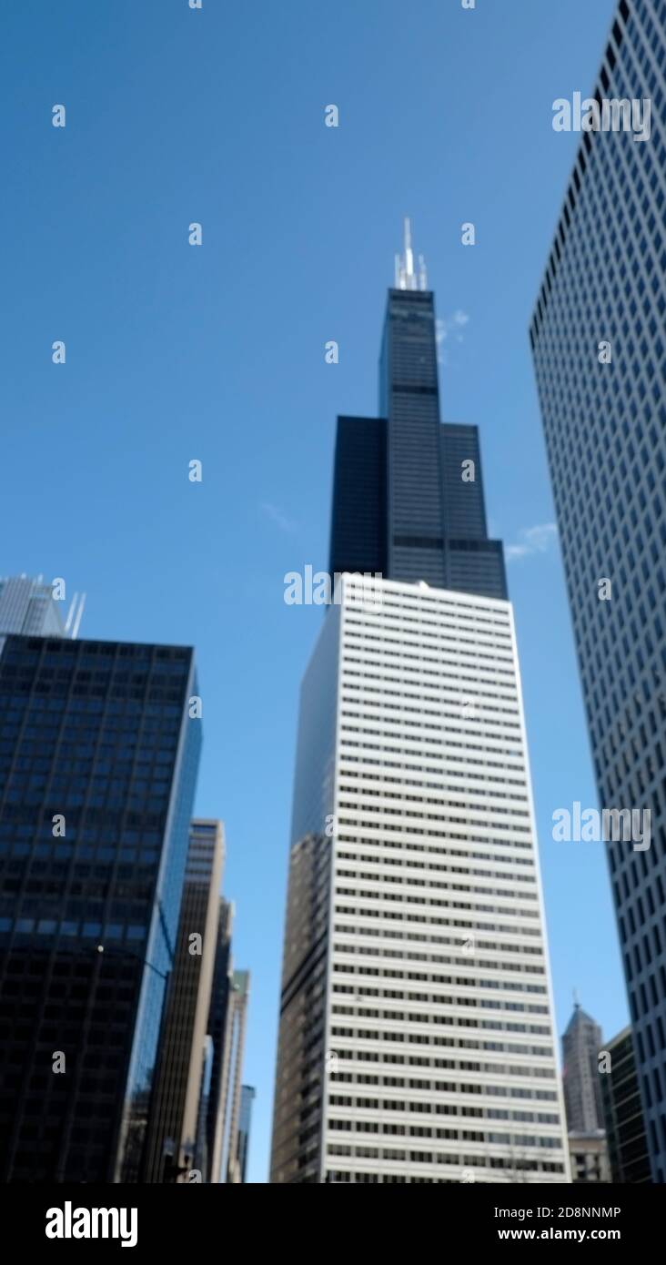 Willis Tower, torre a 110 piani, fu progettata dall'architetto Bruce Graham e dall'ingegnere strutturale Fazlur Khan di Skidmore, Owings & Merrill Foto Stock