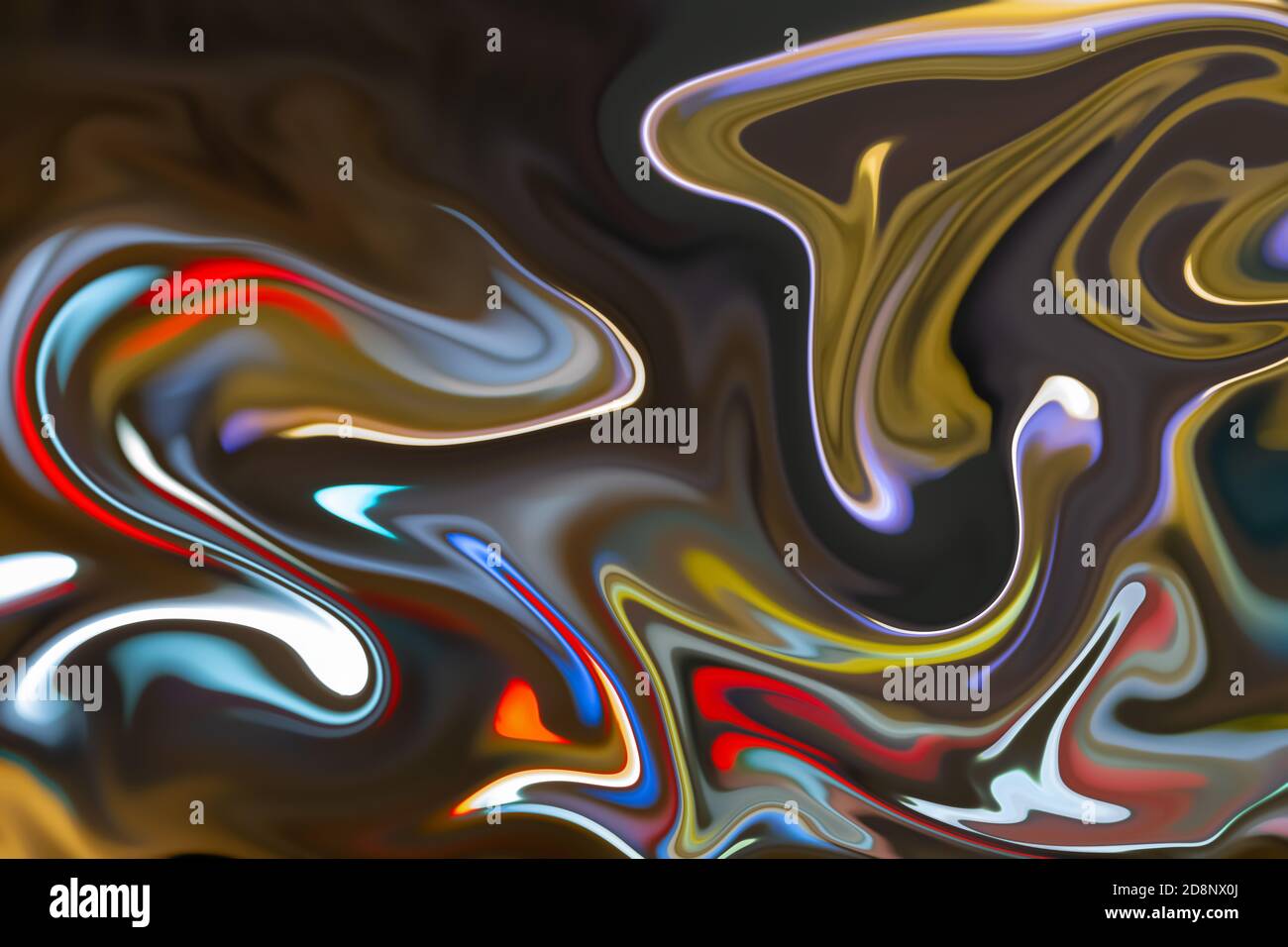 Sfondo astratto colorato e a contrasto. Imitazione di pietre o liquidi di marmo, disegno digitale di arte fluida Foto Stock