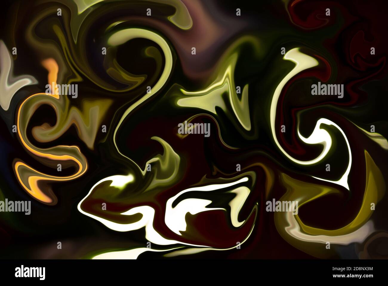 Sfondo astratto colorato e a contrasto. Imitazione di pietre o liquidi di marmo, disegno digitale di arte fluida Foto Stock