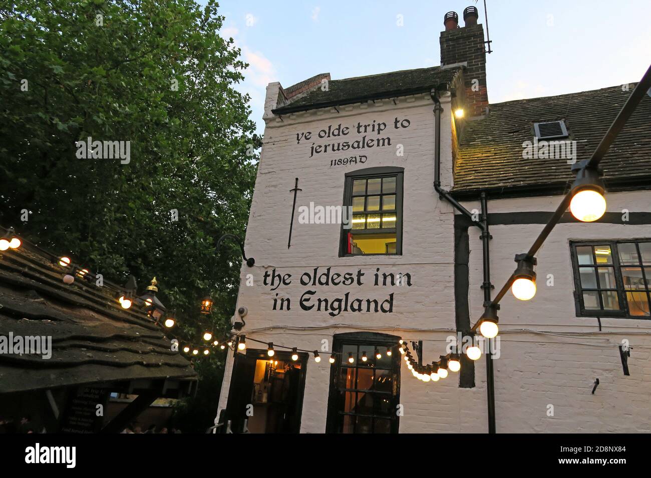 YE Olde gita a Jerusalem pub, Old Trip to Jerusalem bar, Ancient pub, Brewhouse Yard, 1, Nottingham, Nottinghamshire, NG1 6AD Foto Stock