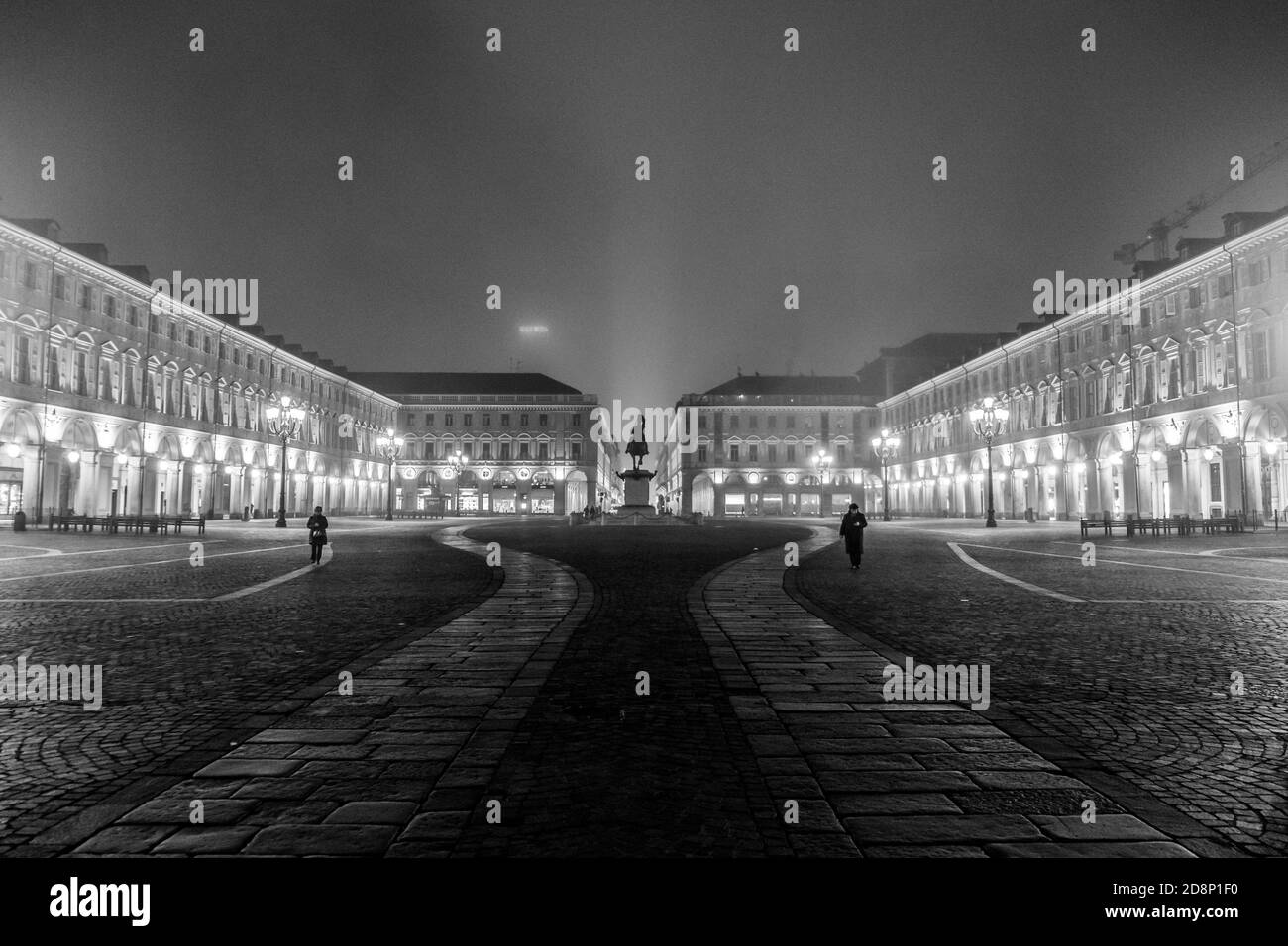 Piazza San Carlo illuminata Foto Stock