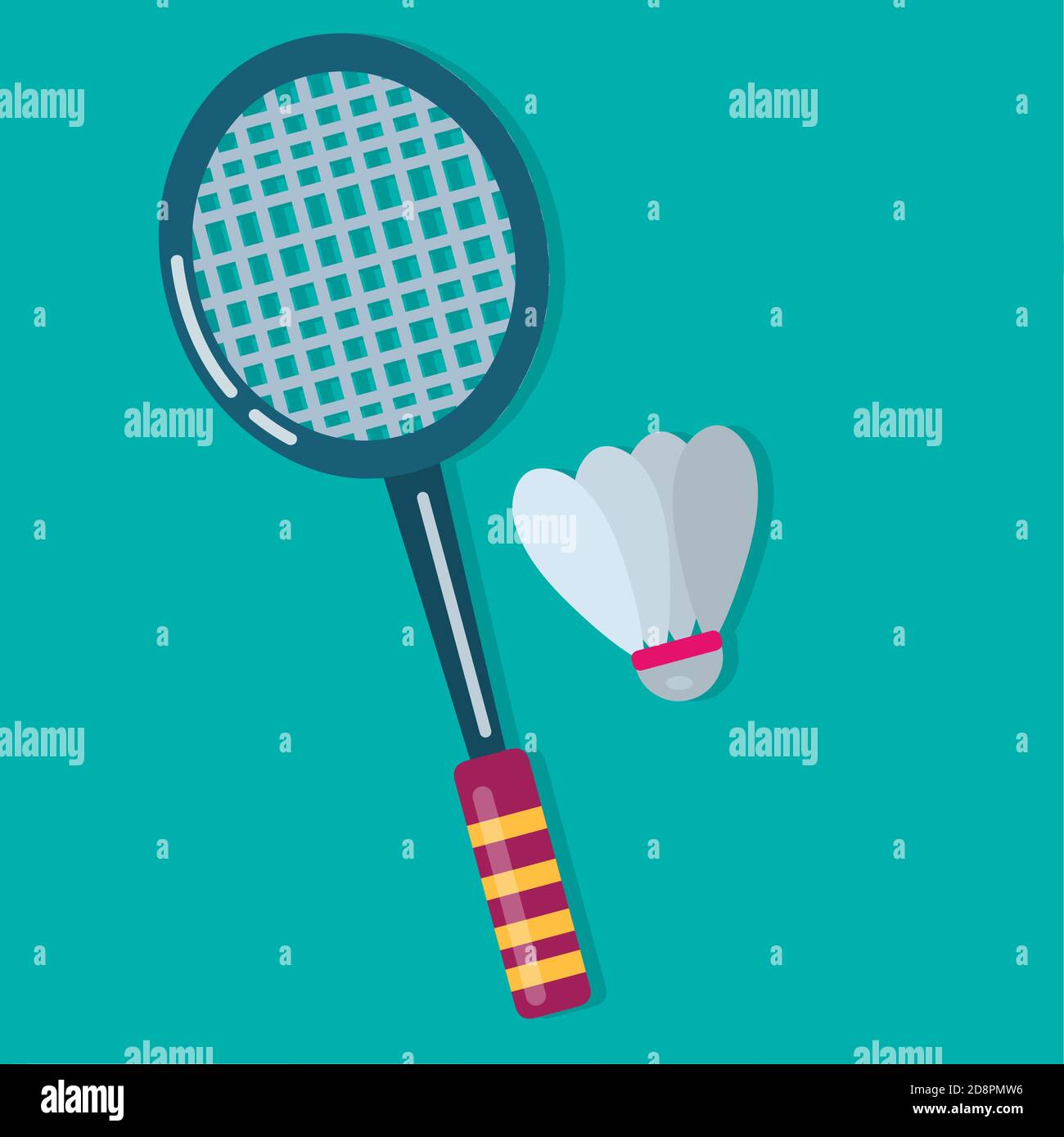 badminton racket e shuttlecock illustrazione vettoriale per il concetto di sport Illustrazione Vettoriale