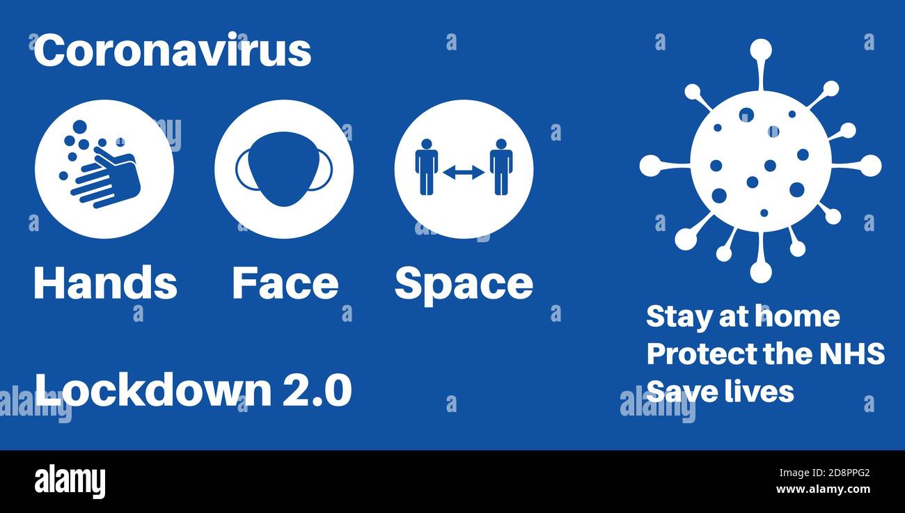 Lockdown 2.0 Virus Pandemic vettore illustrazione su uno sfondo rosso con un logo del virus Illustrazione Vettoriale