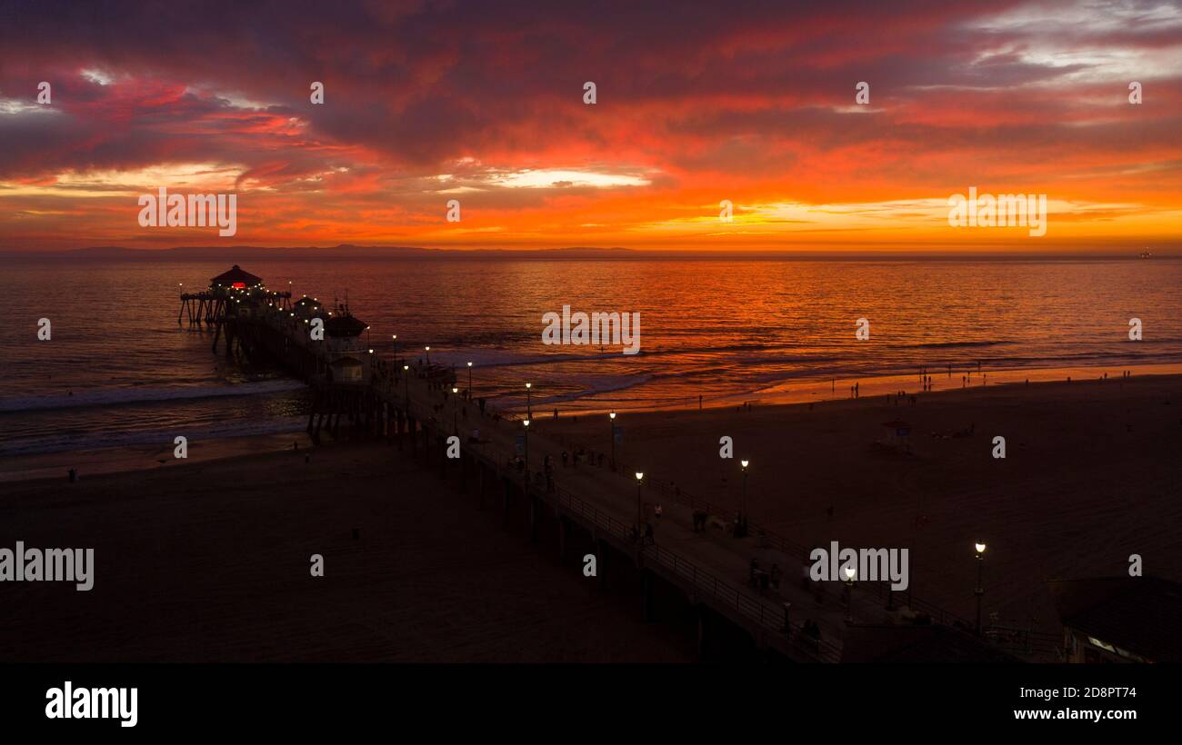 Awesome molo al tramonto, California USA Foto Stock