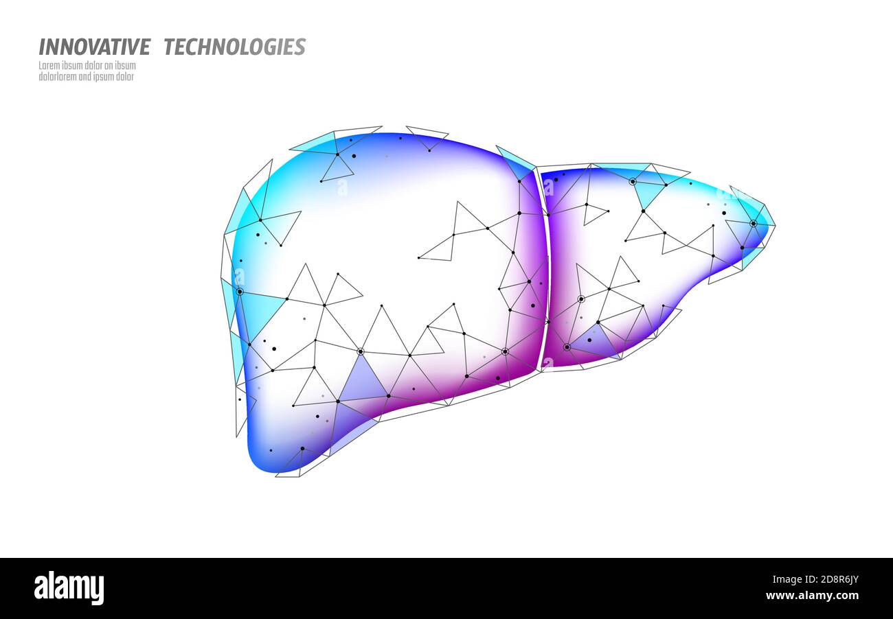 3D fegato medicina trattamento medico. Avviso di epatite la terapia medica proteggere digestivi concetto di farmaco. Bassa poli illustrazione vettoriale. Illustrazione Vettoriale