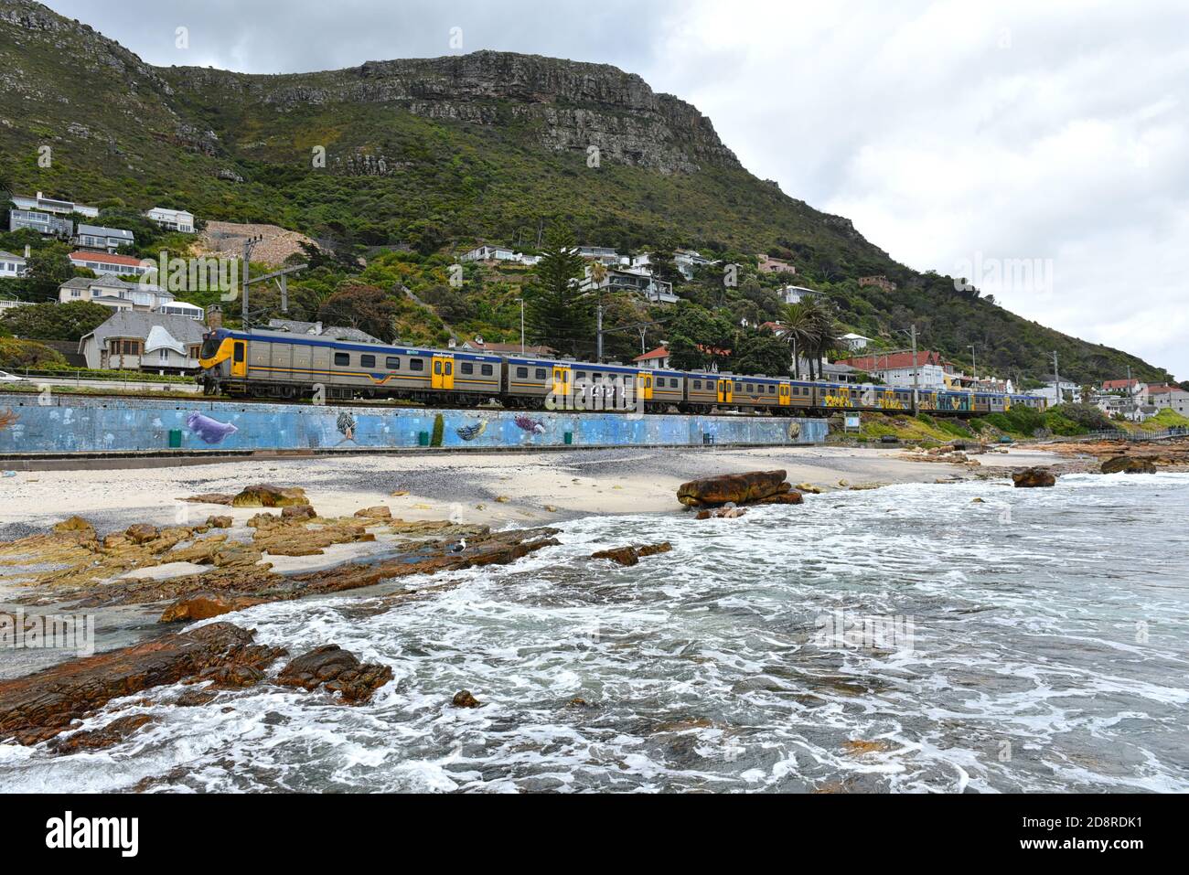 Scenario da St James Beach, Città del Capo, Sudafrica Foto Stock