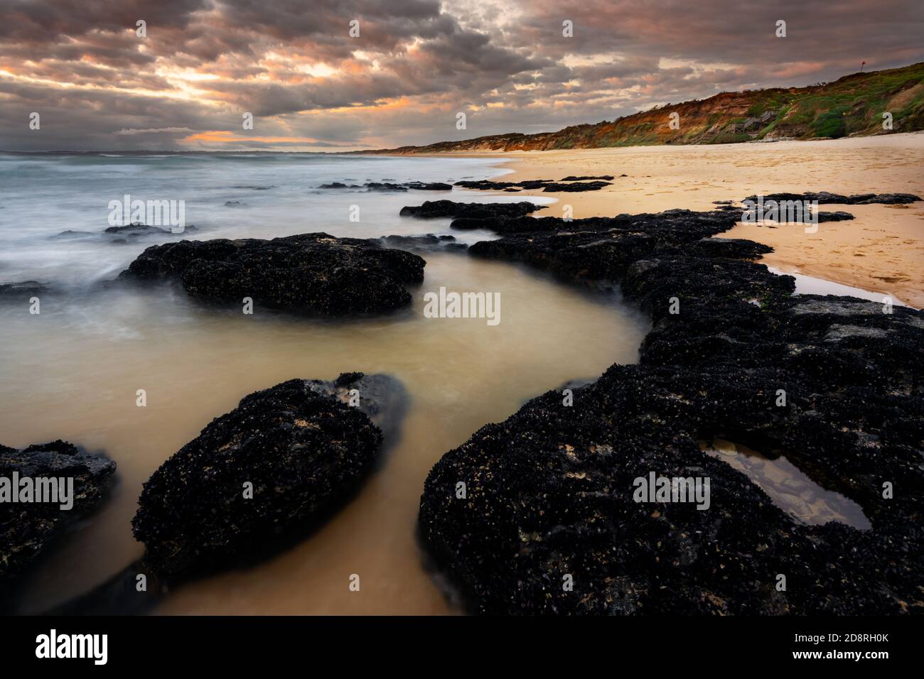 Atmosfera serale a Cape Woolamai's Surf Beach. Foto Stock