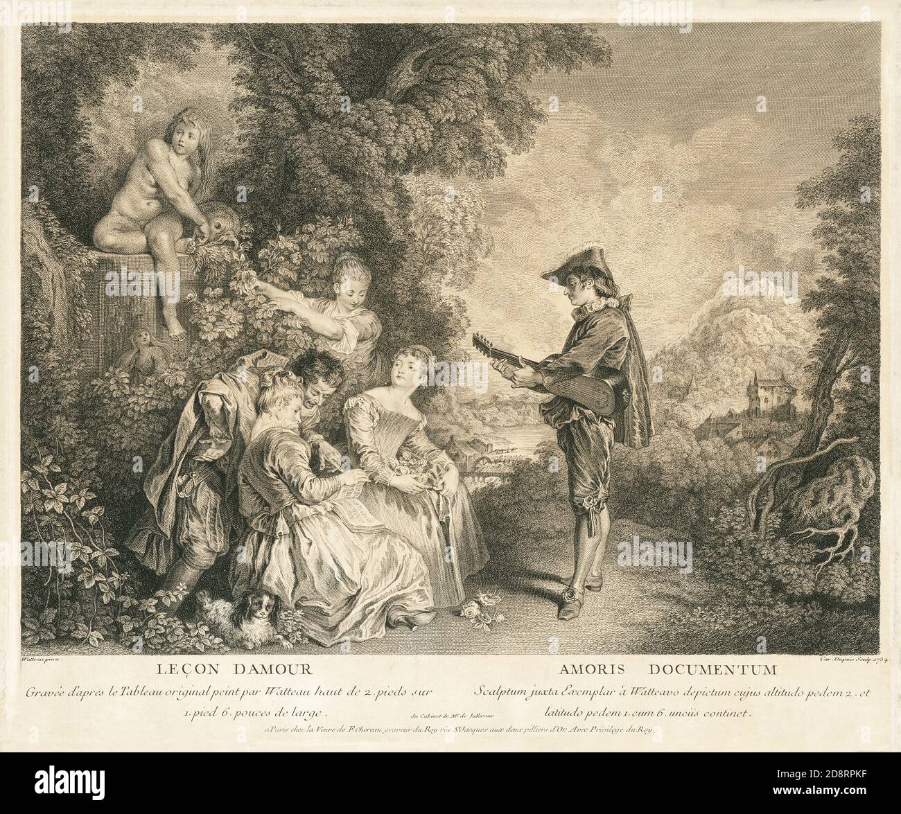 Leçon d'Amour, lezioni di incisione d'amore. Antoine Watteau. 1716. Foto Stock
