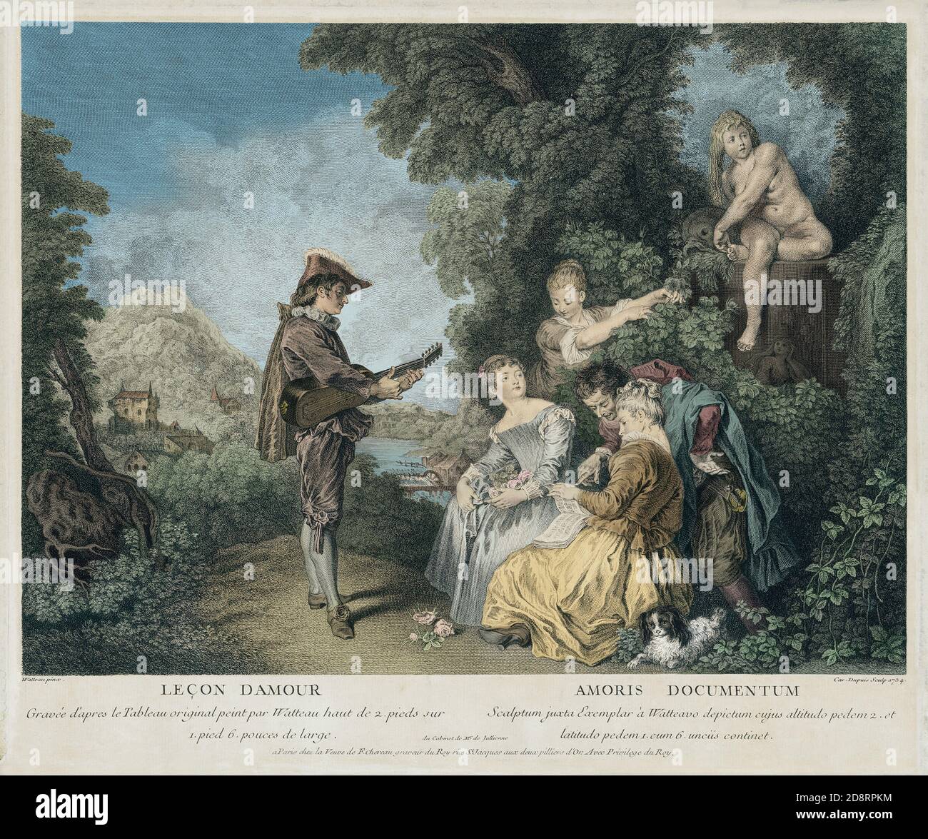 Leçon d'Amour, lezioni di incisione d'amore. Antoine Watteau. 1716. Foto Stock