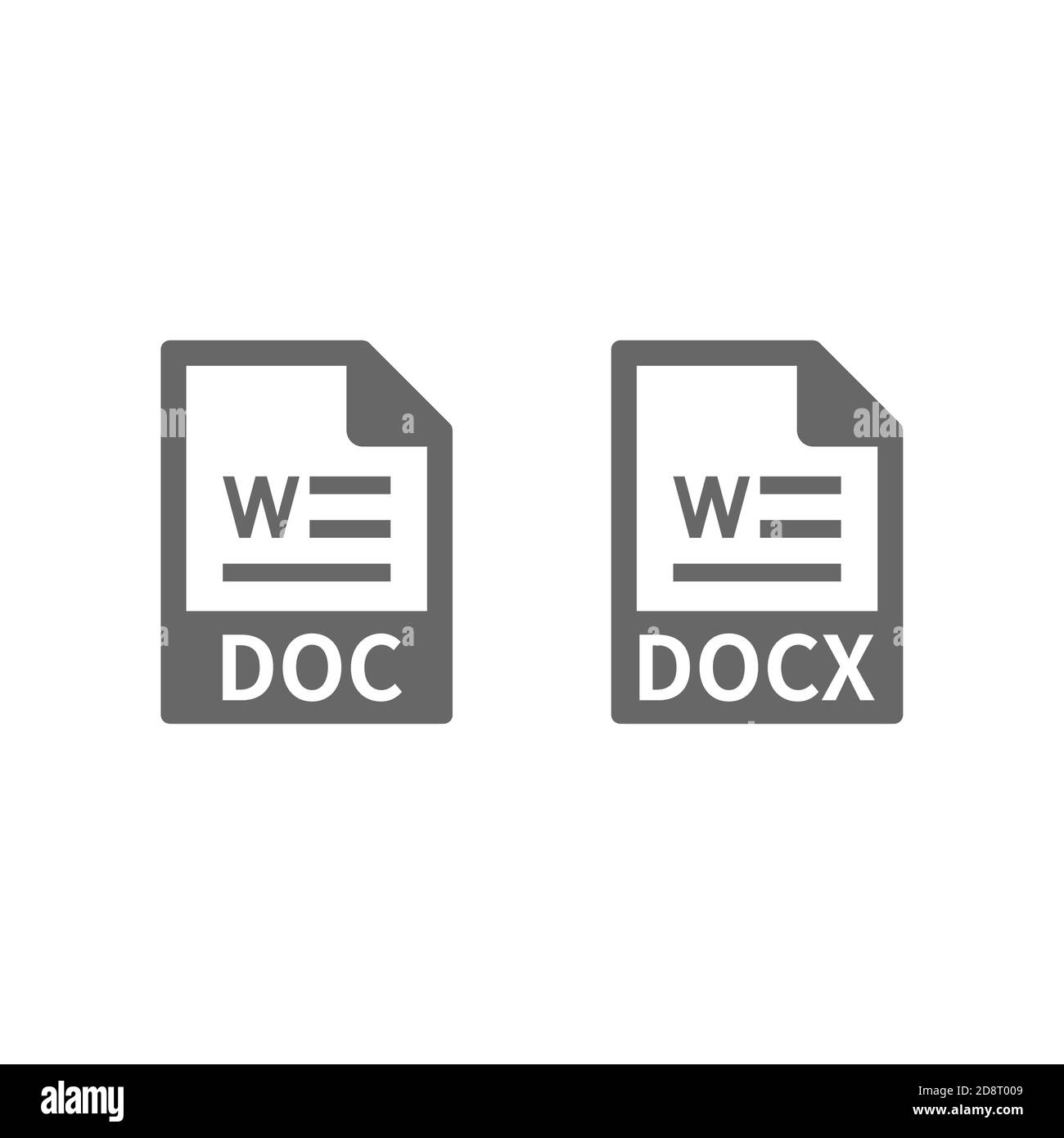 Icona vettore formato file documento. Pulsanti dei file DOC e docx. Illustrazione Vettoriale