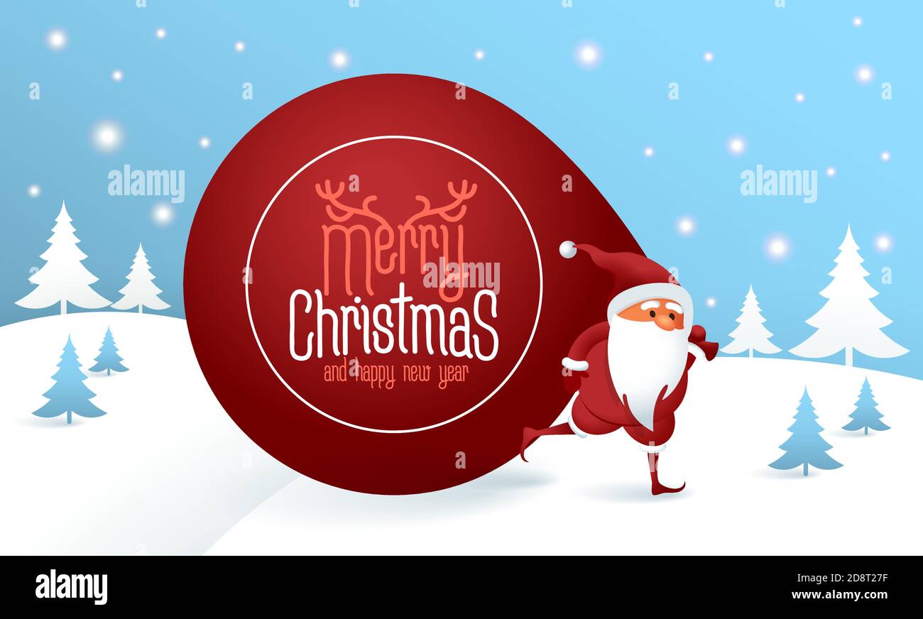Babbo Natale con una borsa enorme Illustrazione Vettoriale