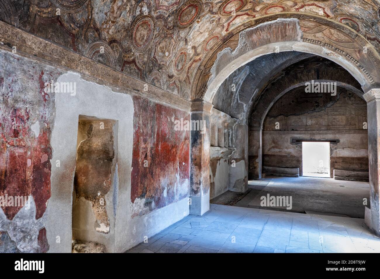 Bagni Stabiani interni nell'antica città di Pompei, Campania, Italia Foto Stock