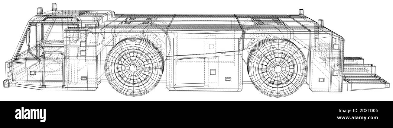 Trasporto di camion da traino vettoriale in aeroporto. Formato EPS10. Creato di 3d Illustrazione Vettoriale