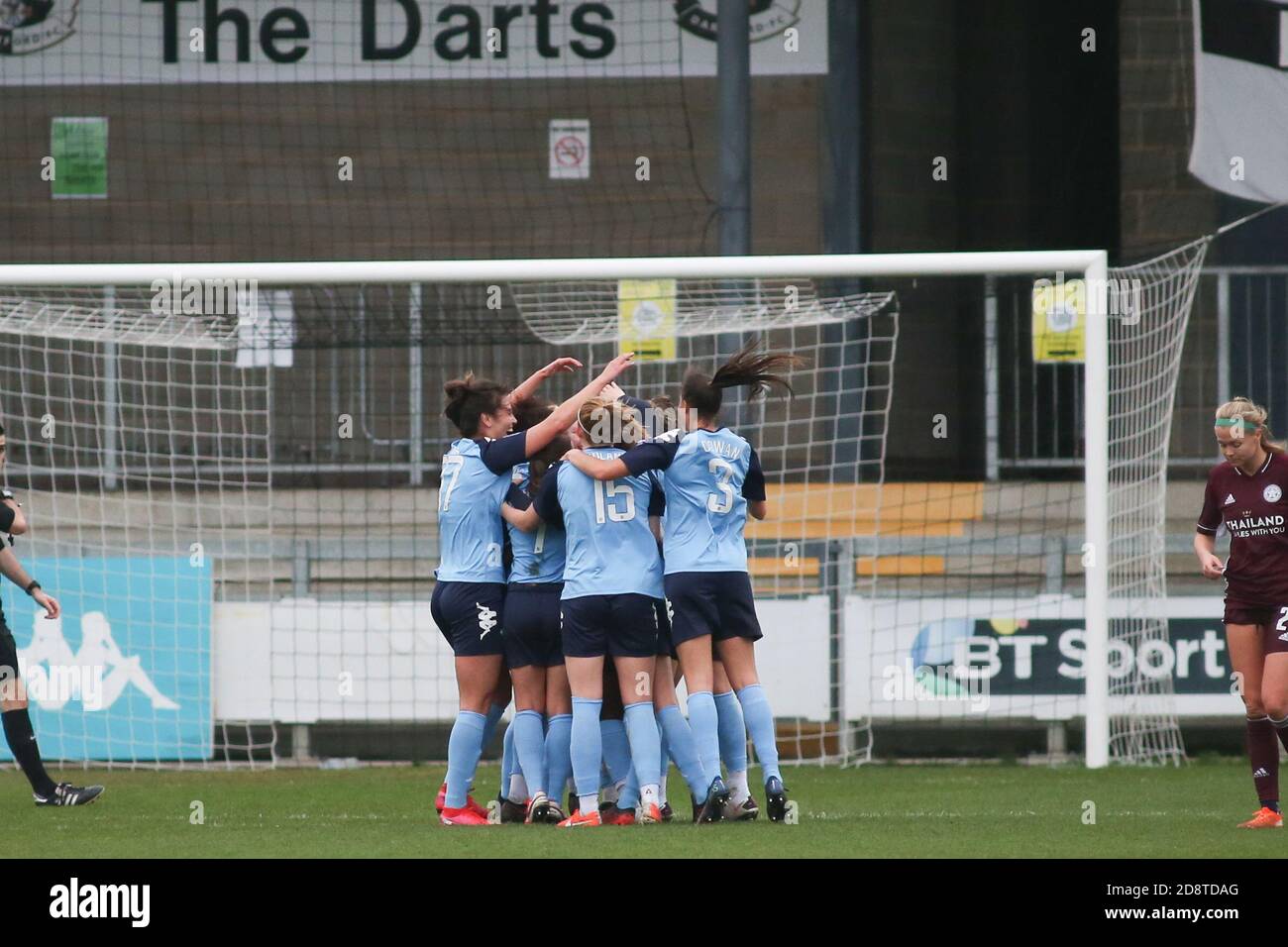 Dartford, Regno Unito. 11 Gennaio 2020. La squadra di London City festeggia dopo aver segnato la partita fa Women's Super League 2 tra London City e Leicester City al Princes Park di Dartford. FEDERICO GUERRA MARANESI/SPP Credit: SPP Sport Press Photo. /Alamy Live News Foto Stock