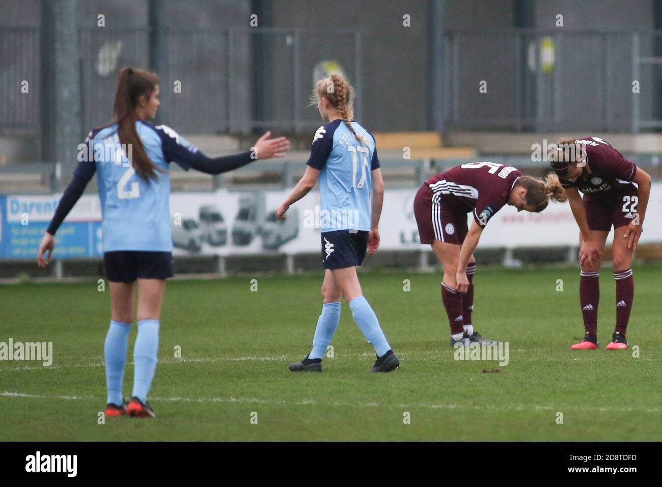 Dartford, Regno Unito. 11 Gennaio 2020. La squadra di Leicester si rammarica durante la partita fa Women's Super League 2 tra London City e Leicester City al Princes Park di Dartford. FEDERICO GUERRA MARANESI/SPP Credit: SPP Sport Press Photo. /Alamy Live News Foto Stock