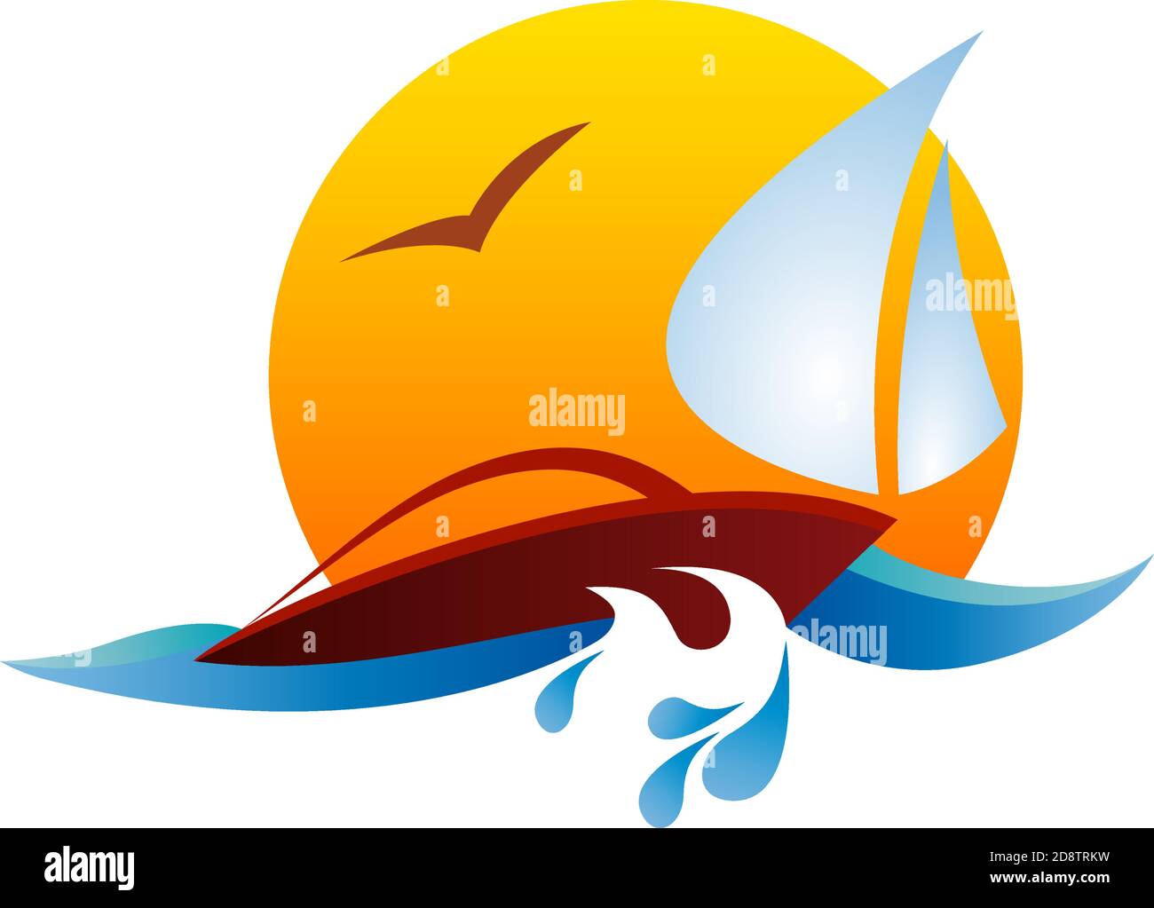 Vector segno yacht, barca e vela Illustrazione Vettoriale