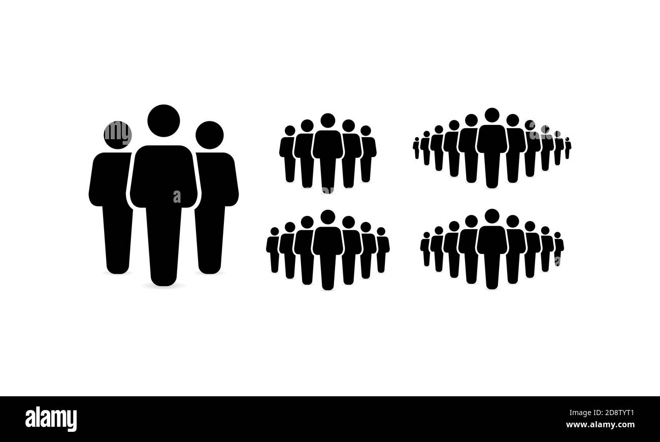 Icona Gruppo di persone in nero. Firma della squadra. Lavoro di squadra. Leadership. Comunità. Vettore su sfondo bianco isolato. EPS 10 Illustrazione Vettoriale