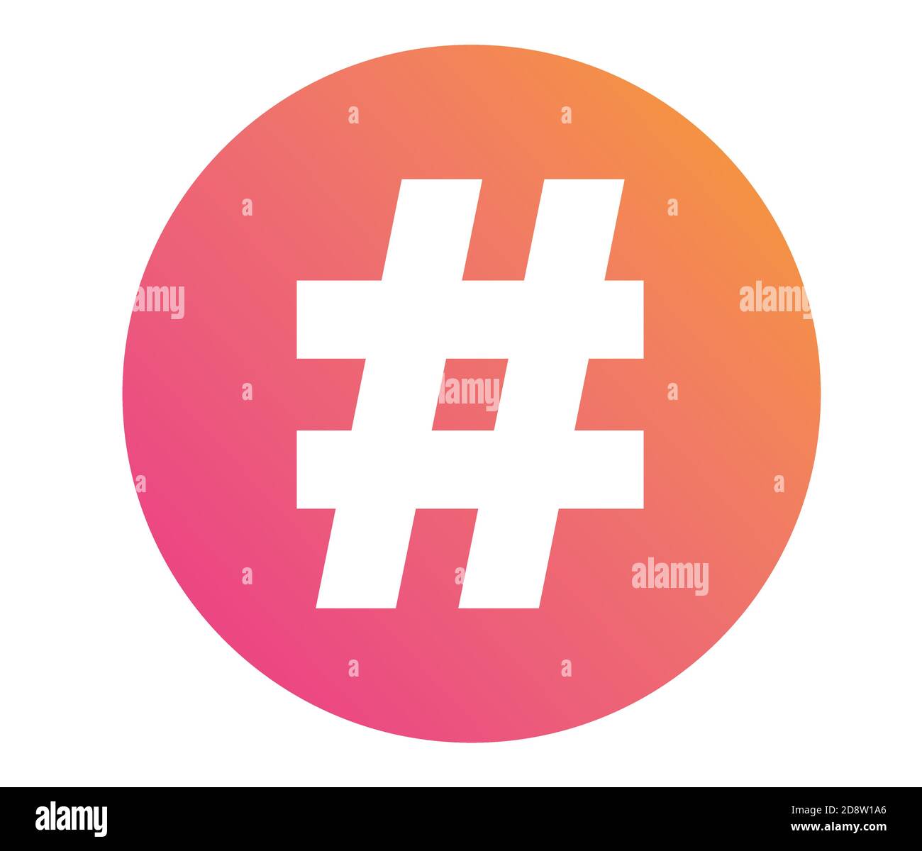 L'icona del simbolo dell'hashtag del gradiente vettoriale da rosa ad arancione Illustrazione Vettoriale