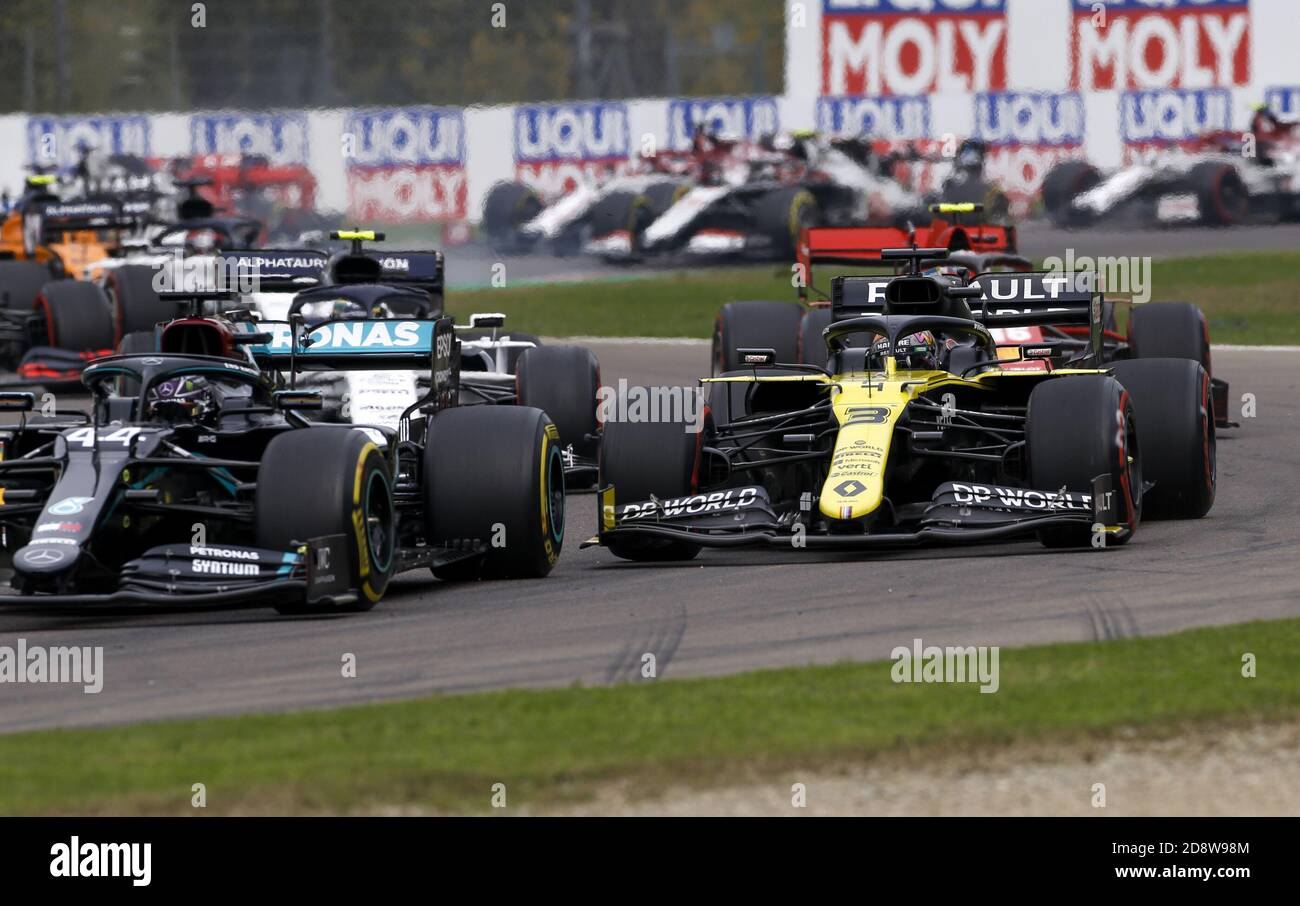 Imola, Italia. 1 novembre 2020. 03 RICCIARDO Daniel (aus), Renault F1 Team RS20, azione in occasione del Gran Premio dell'emilia Romagna 2020, Gran Premio dell'emilia Romagna, dal 31 ottobre al 1 novembre 2020 sull'autodromo internazionale Enzo e Dino Ferrari, a Imola, Italia - Photo DPPI Credit: LM/DPPI/DPPI/Alamy Live News Foto Stock