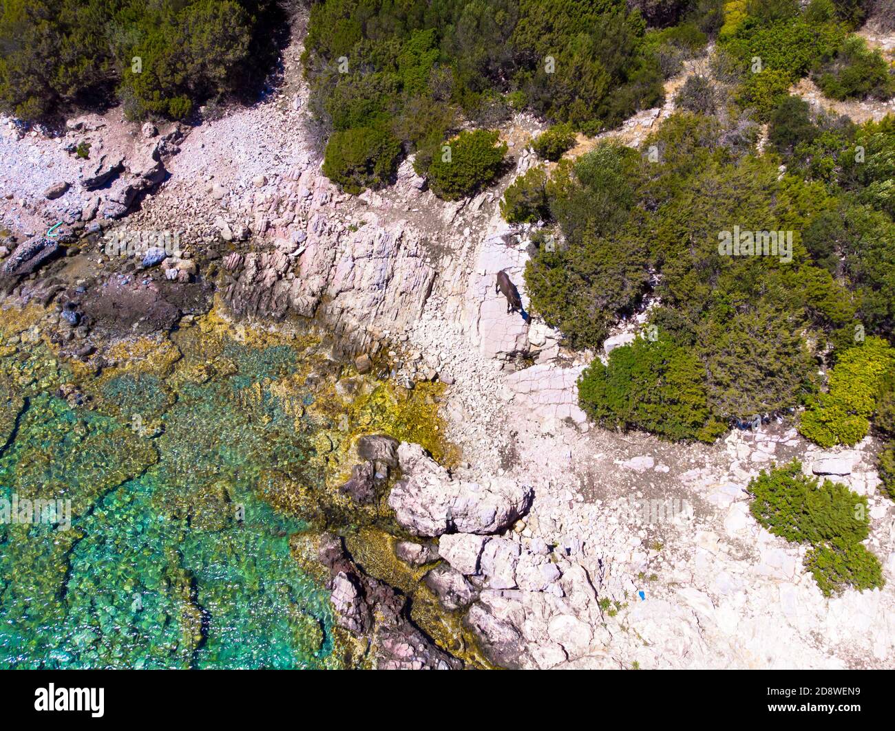 Vista aerea sul litorale del Mar Egeo a Bodrum Foto Stock