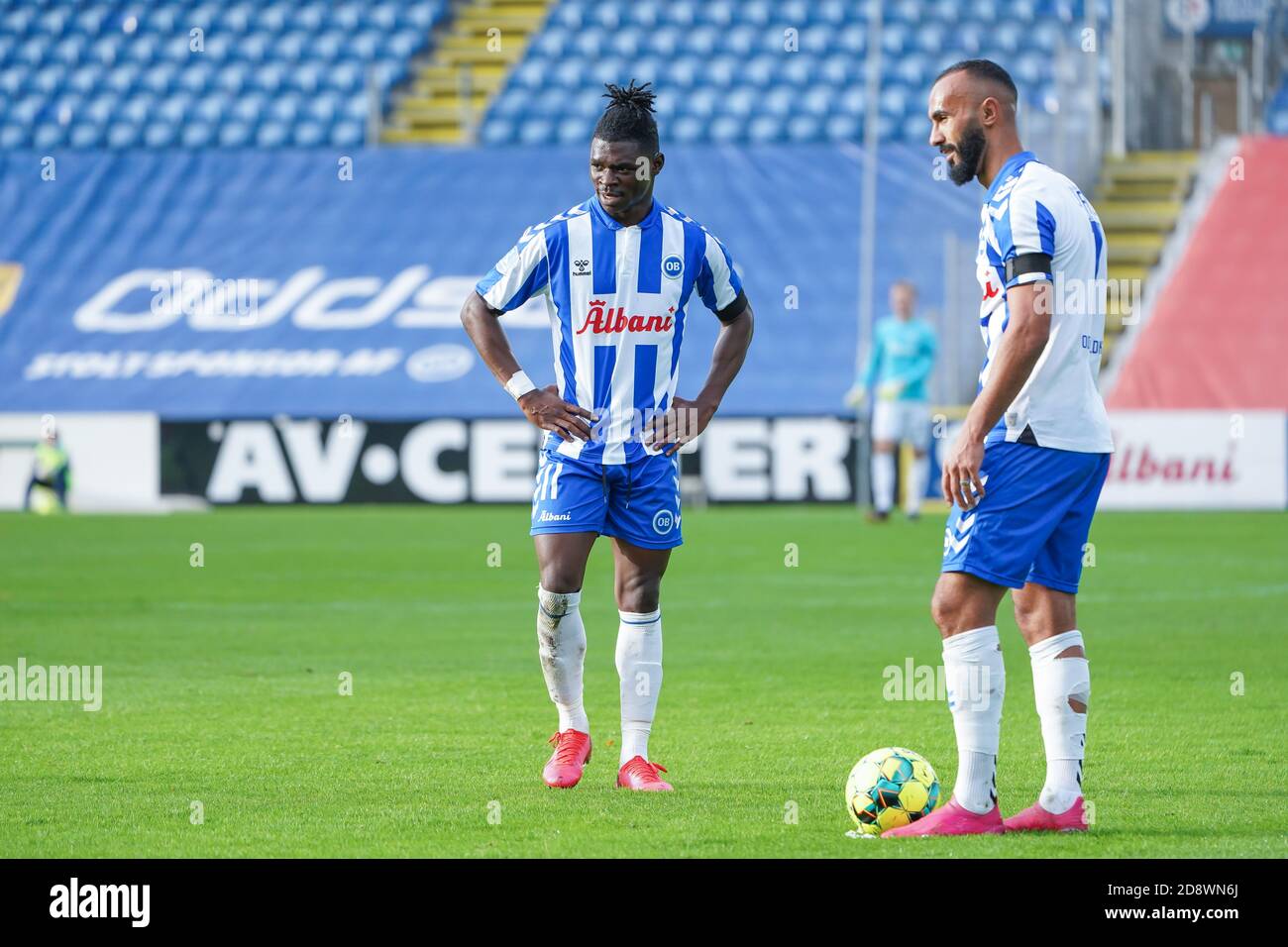 Odense, Danimarca. 01 Nov 2020. Emmanuel Sabbi (11) di OB visto durante la partita 3F Superliga tra Odense Boldklub e AC Horsens al Nature Energy Park di Odense. (Photo Credit: Gonzales Photo/Alamy Live News Foto Stock