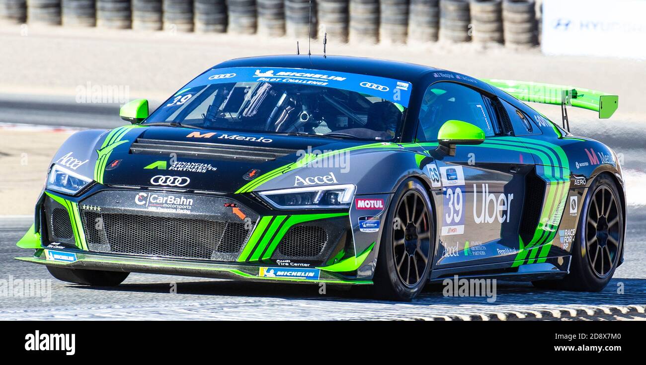 Ottobre 31 2020 Monterey, CA, Stati Uniti N. 93 driver S. Gandhi/T. Dyer uscendo dal turno 3 durante il campionato di auto sportive Hyundai Monterey Q1 a Weathertech Laguna Seca Monterey, CA Thurman James/CSM Foto Stock