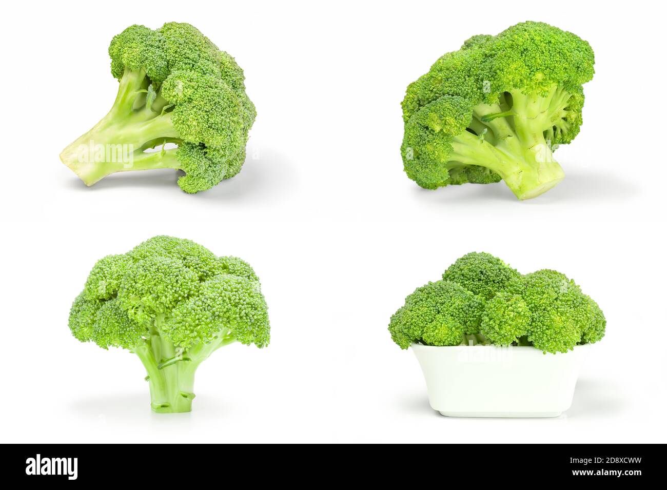Set di cavolo di broccoli su sfondo bianco Foto Stock