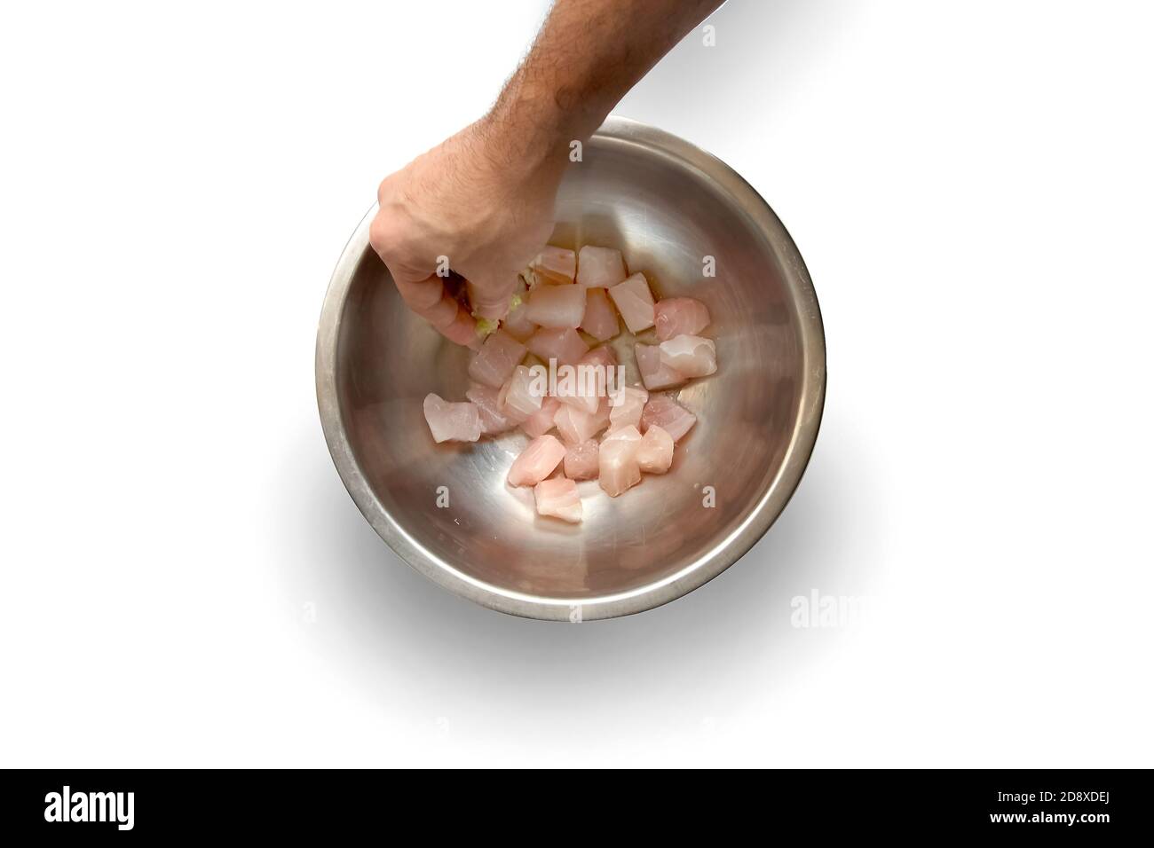 Passo dopo passo Ceviche, piatto classico della cucina peruviana Foto Stock