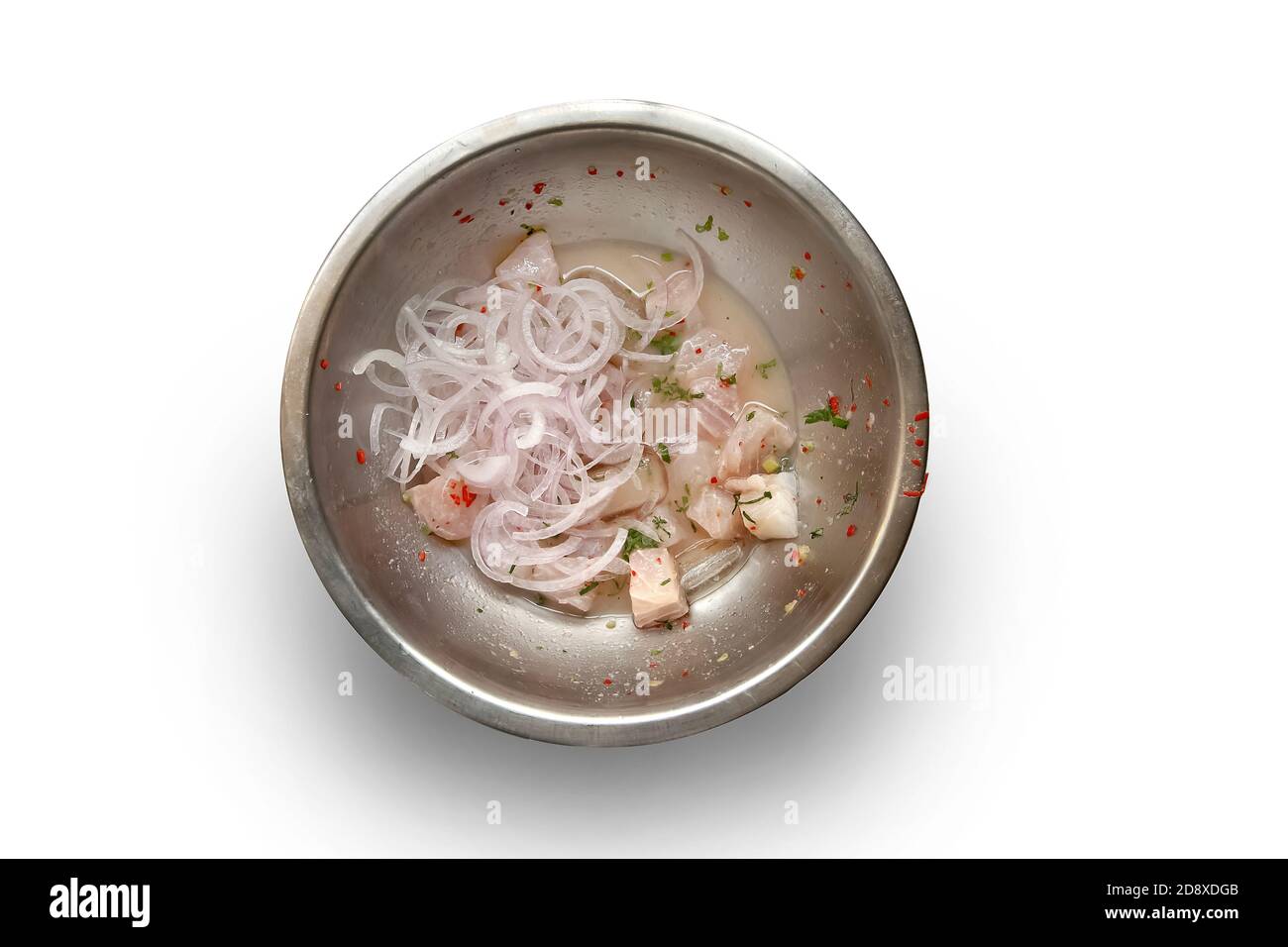 Passo dopo passo Ceviche, piatto classico della cucina peruviana Foto Stock