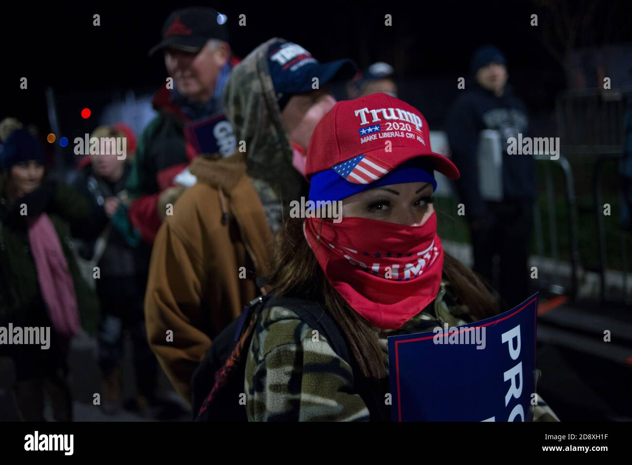 Sostenitori di Trump al rally di Montoursville, PA USA, il 31 ottobre 2020, prima della Giornata delle elezioni. Foto Stock