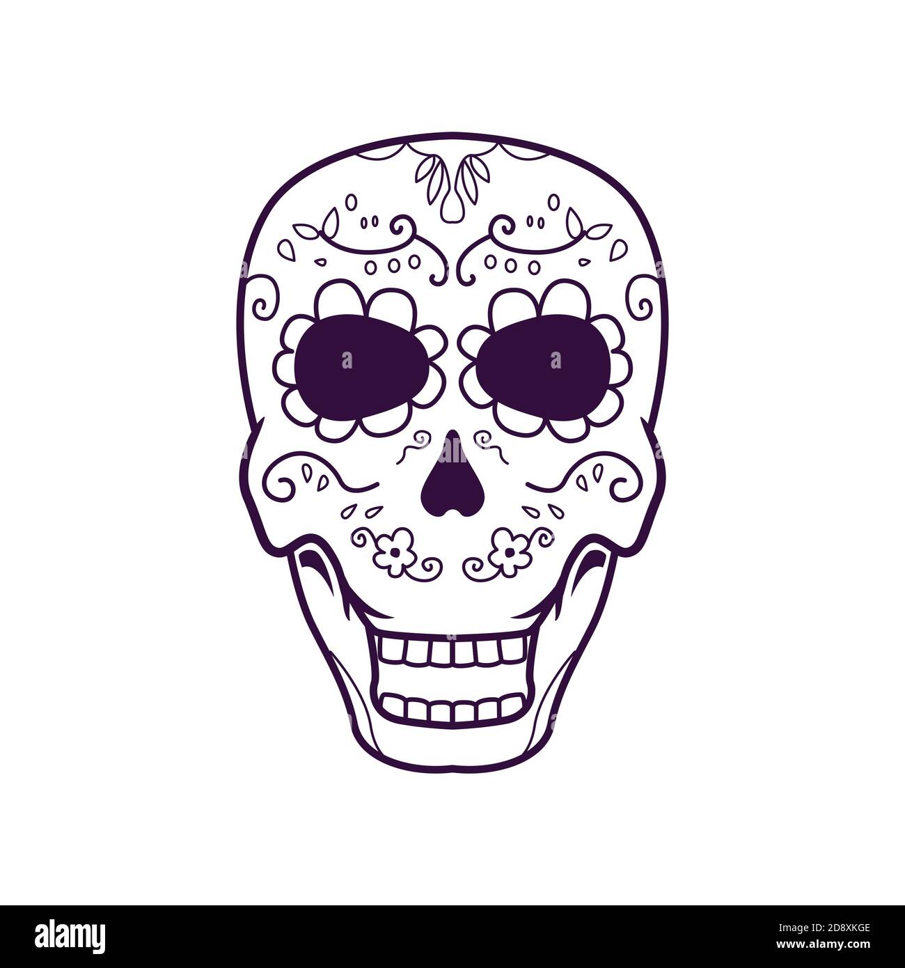 Dia De Los Muertos, illustrazione del vettore del cranio della testa blu Illustrazione Vettoriale