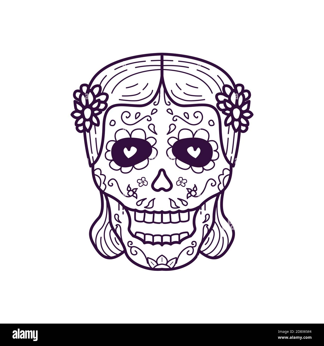 Donna testa cranio illustrazione vettoriale. Dia De Los Muertos Illustrazione Vettoriale