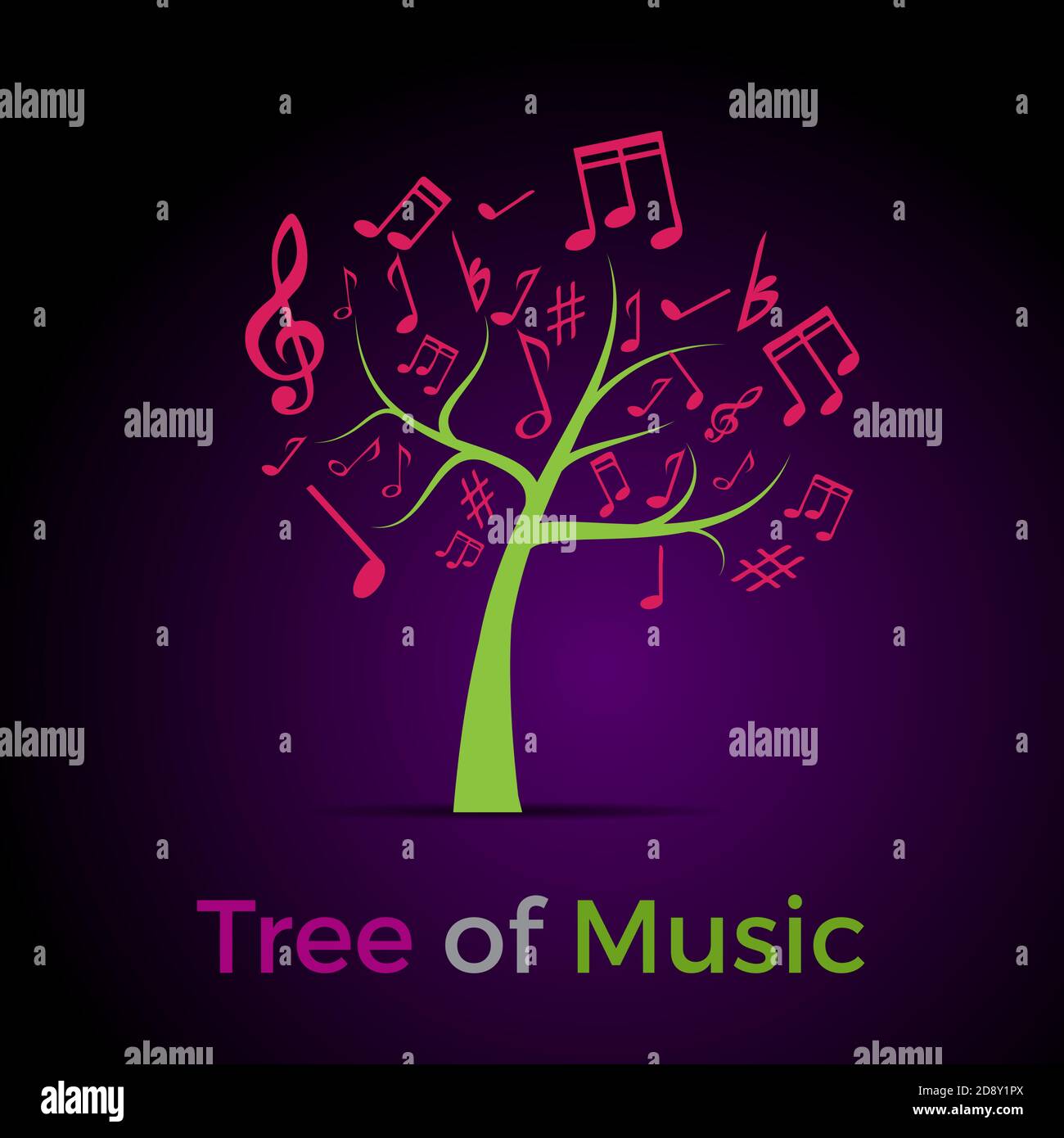 Astratto albero della musica, sfondo Illustrazione Vettoriale