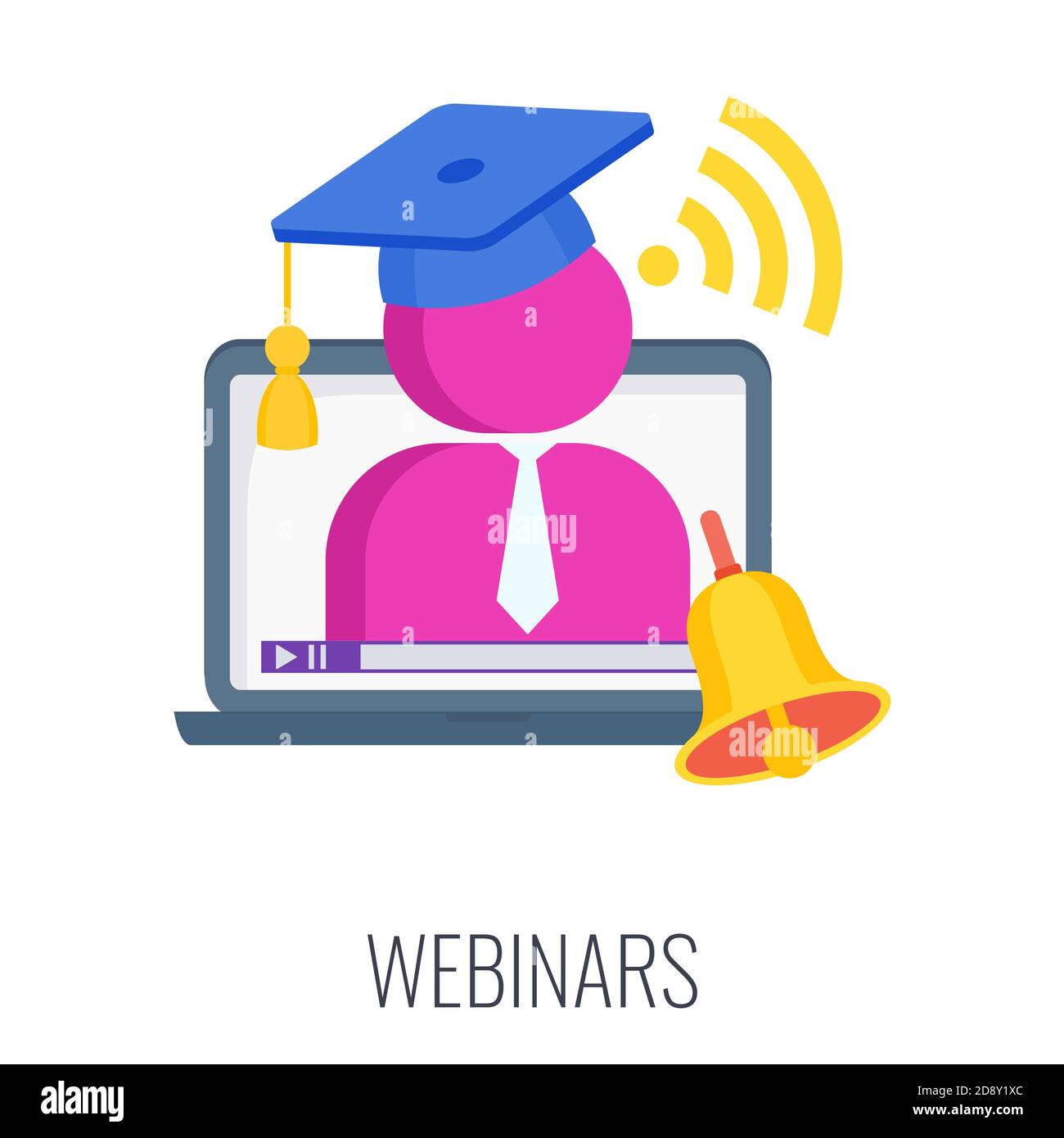 Icona del webinar. Riunione online. Stile vettoriale piatto alla moda. Illustrazione Vettoriale